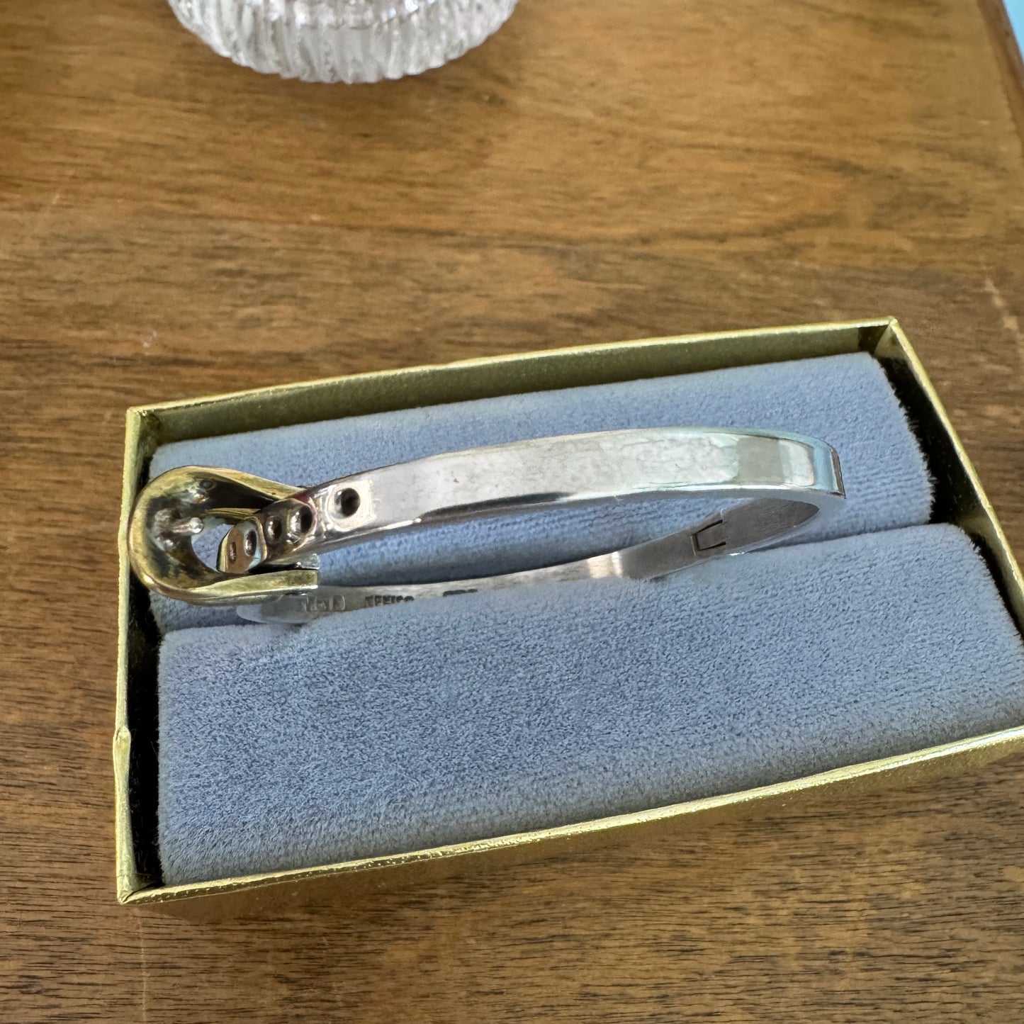 Vintage Mexican Sterling Silver and Brass Buckle Bracelet
