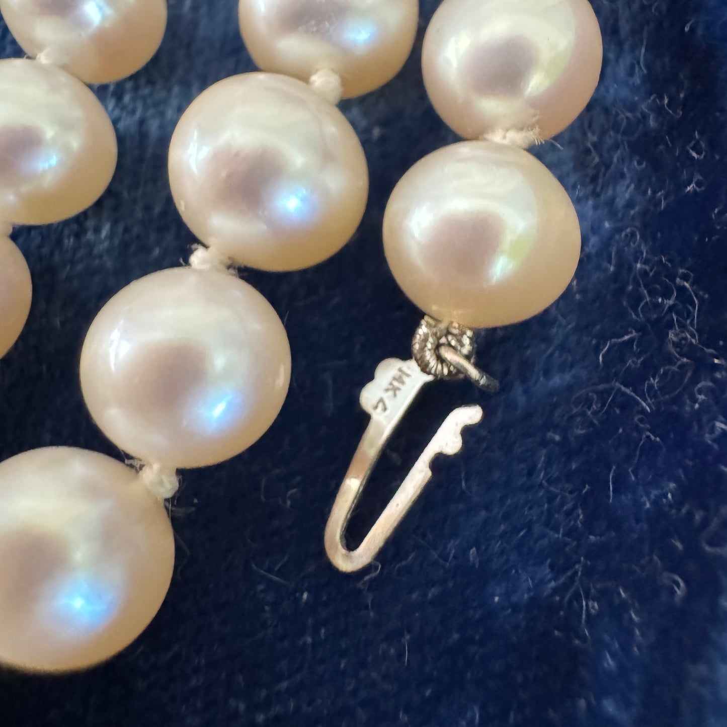 Vintage 14K White Gold Filigree Soft White Cultured Pearl Necklace