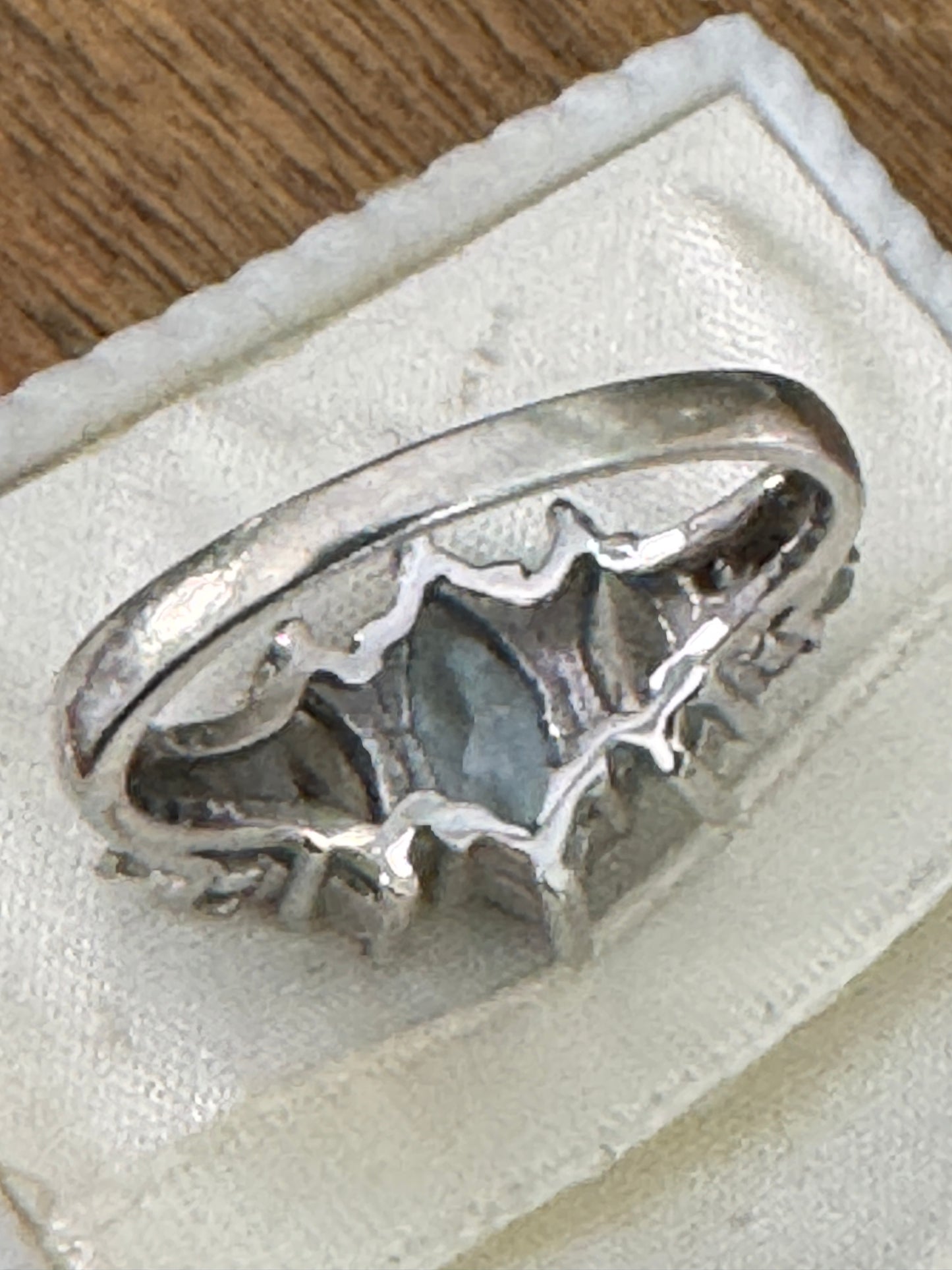 Vintage 14K White Gold Marquise Blue Topaz and CZ Ring Size 7.5