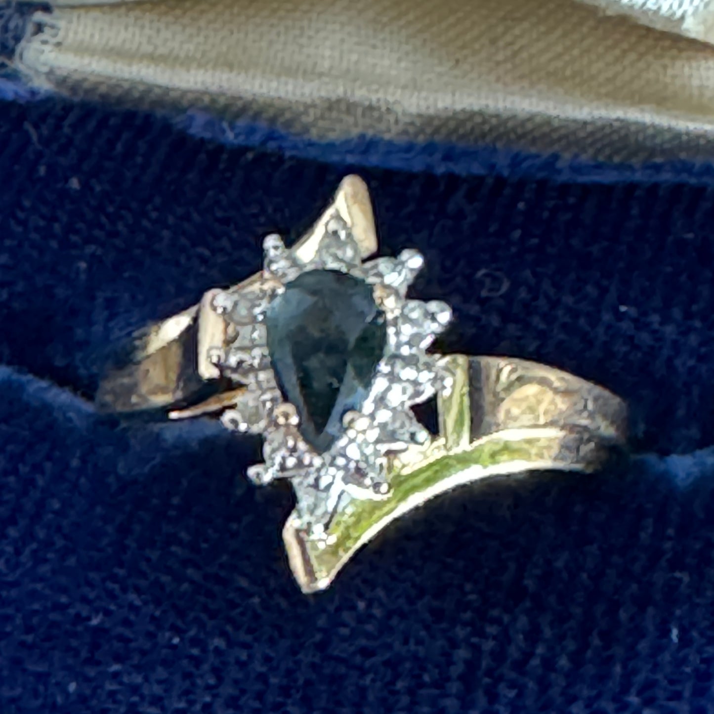 Vintage 10K Yellow Gold Sapphire and Diamond Ring Size 7