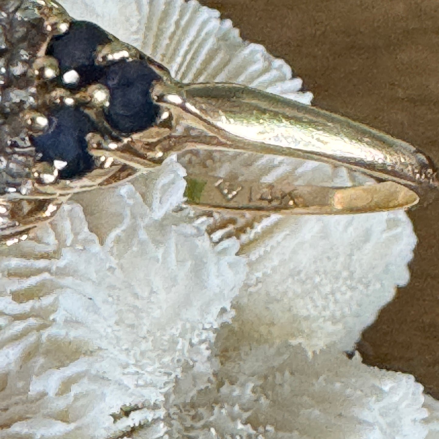 Vintage 14k Yellow Gold Sapphire and Diamond Ring Size 7.5