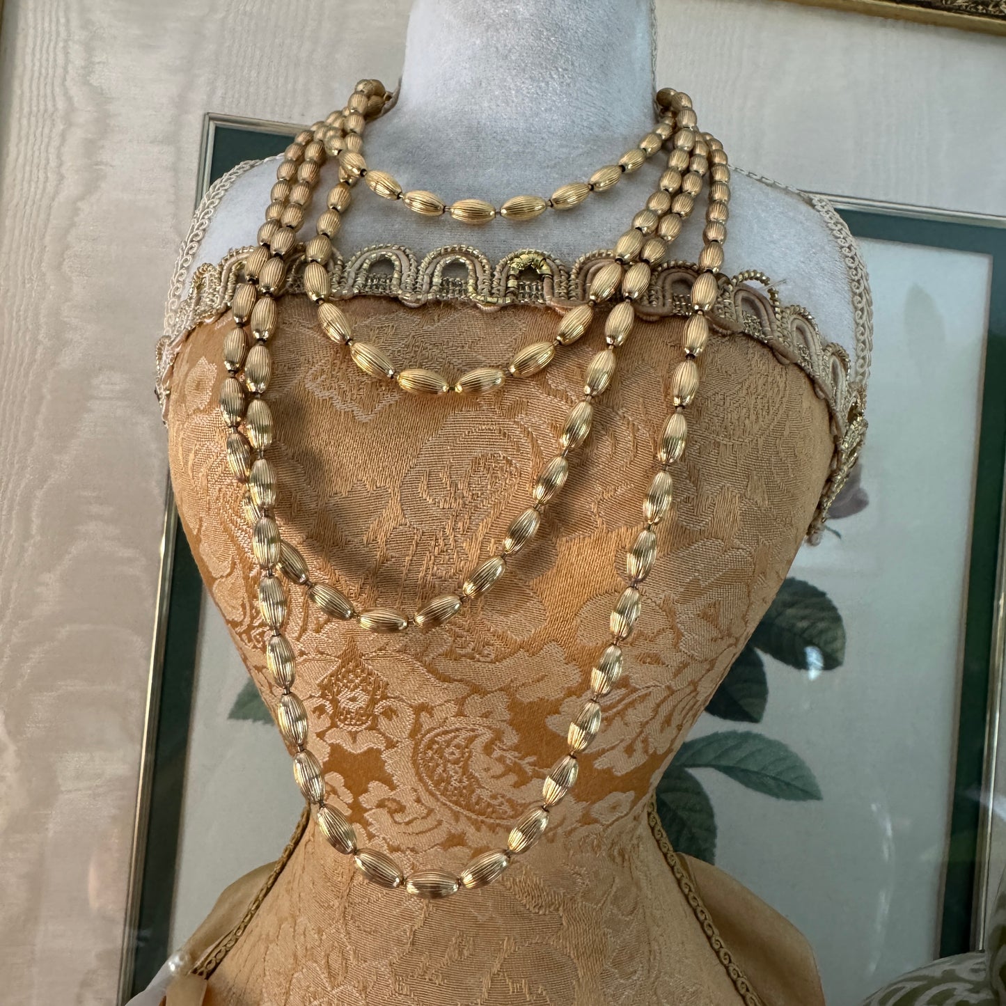 Vintage Napier Gold Tone Metal Bead Long Necklace