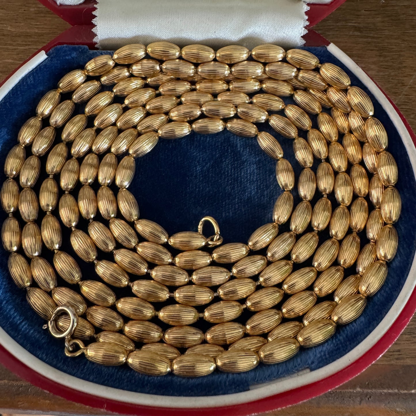 Vintage Napier Gold Tone Metal Bead Long Necklace