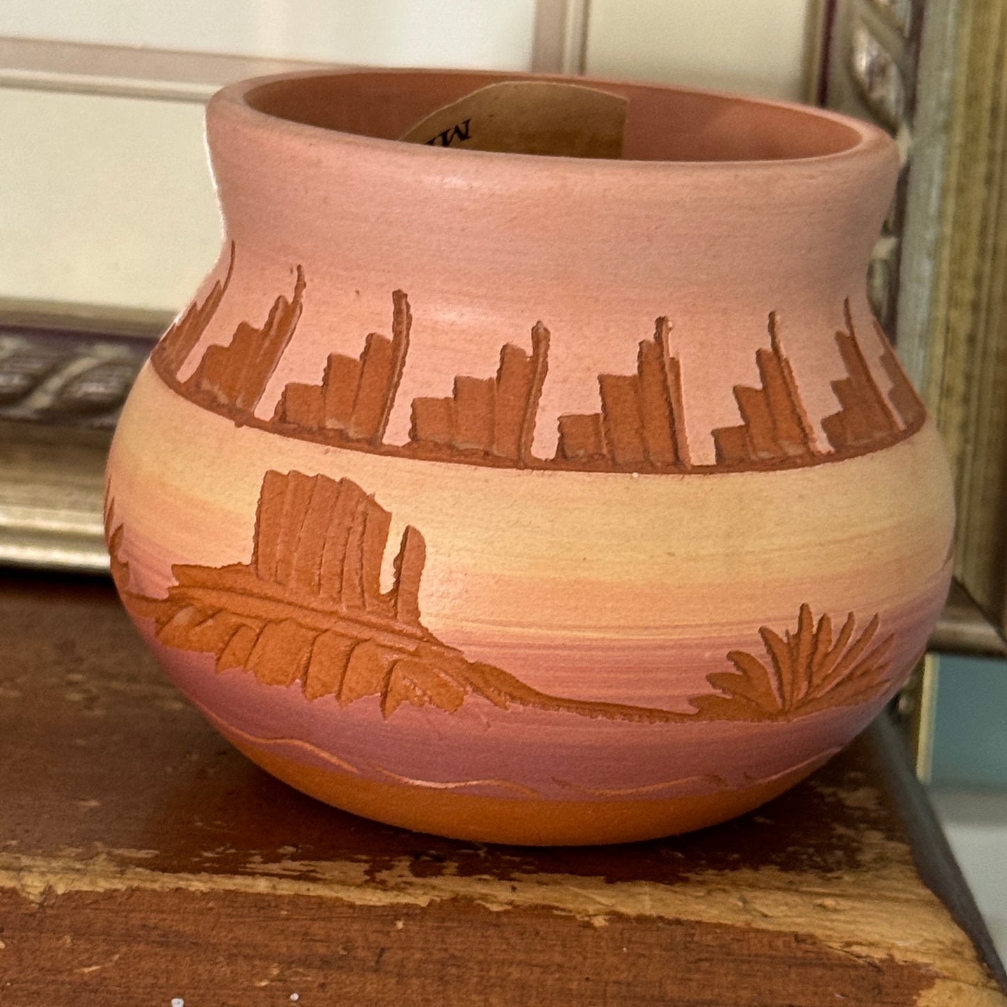 Handmade Native American Mesa Verde Pottery Signed Vase COA