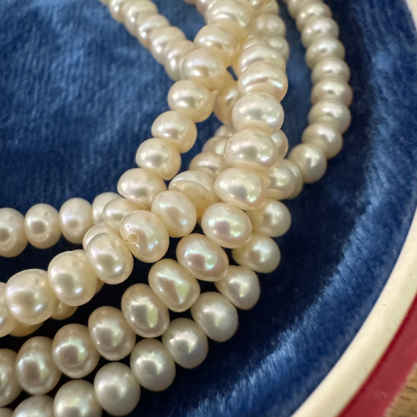 Vintage Five Strand Cultured Pearl 14K Yellow Gold Bracelet