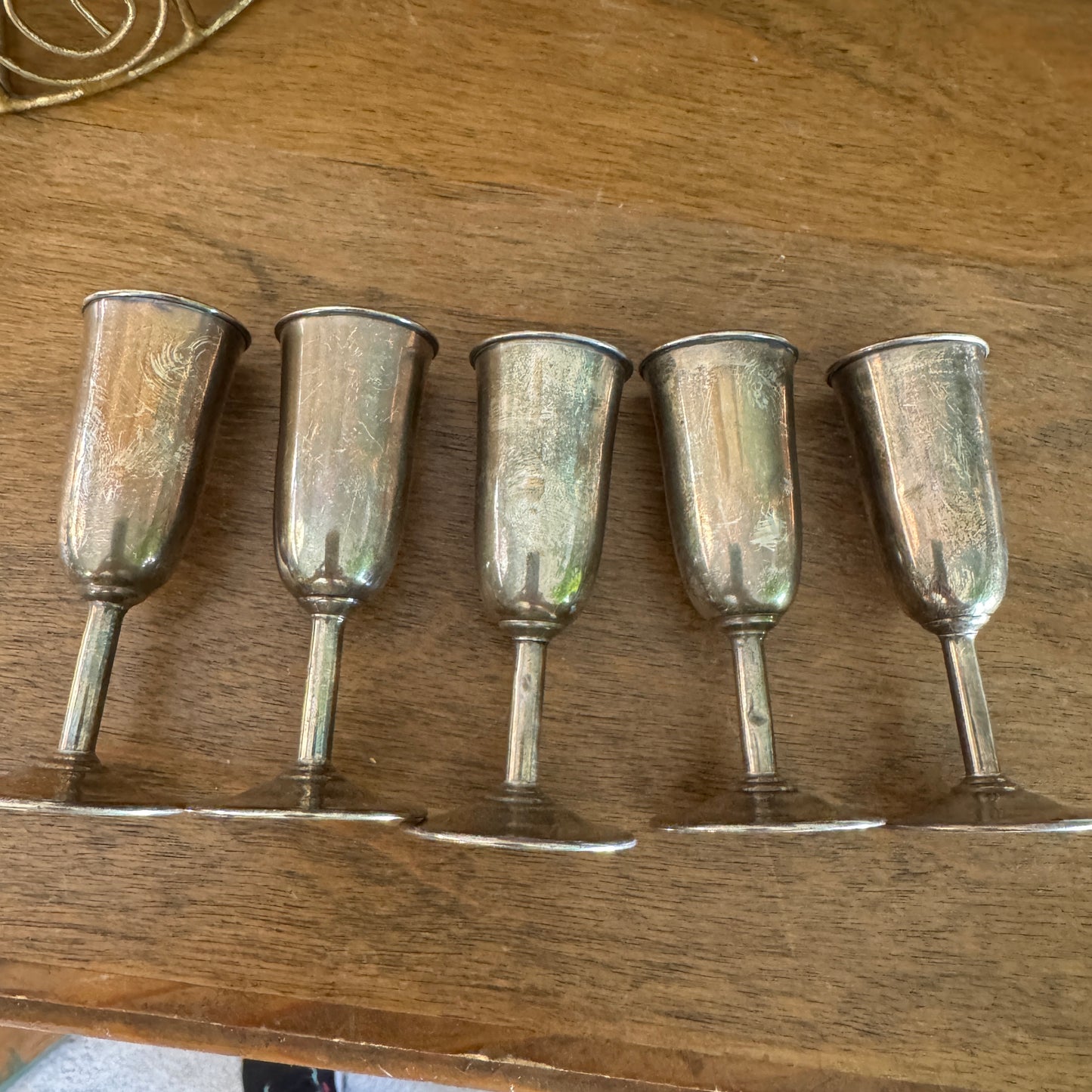 Five Antique E. G. Webster Co Judaica Sterling Footed Kiddush Cups