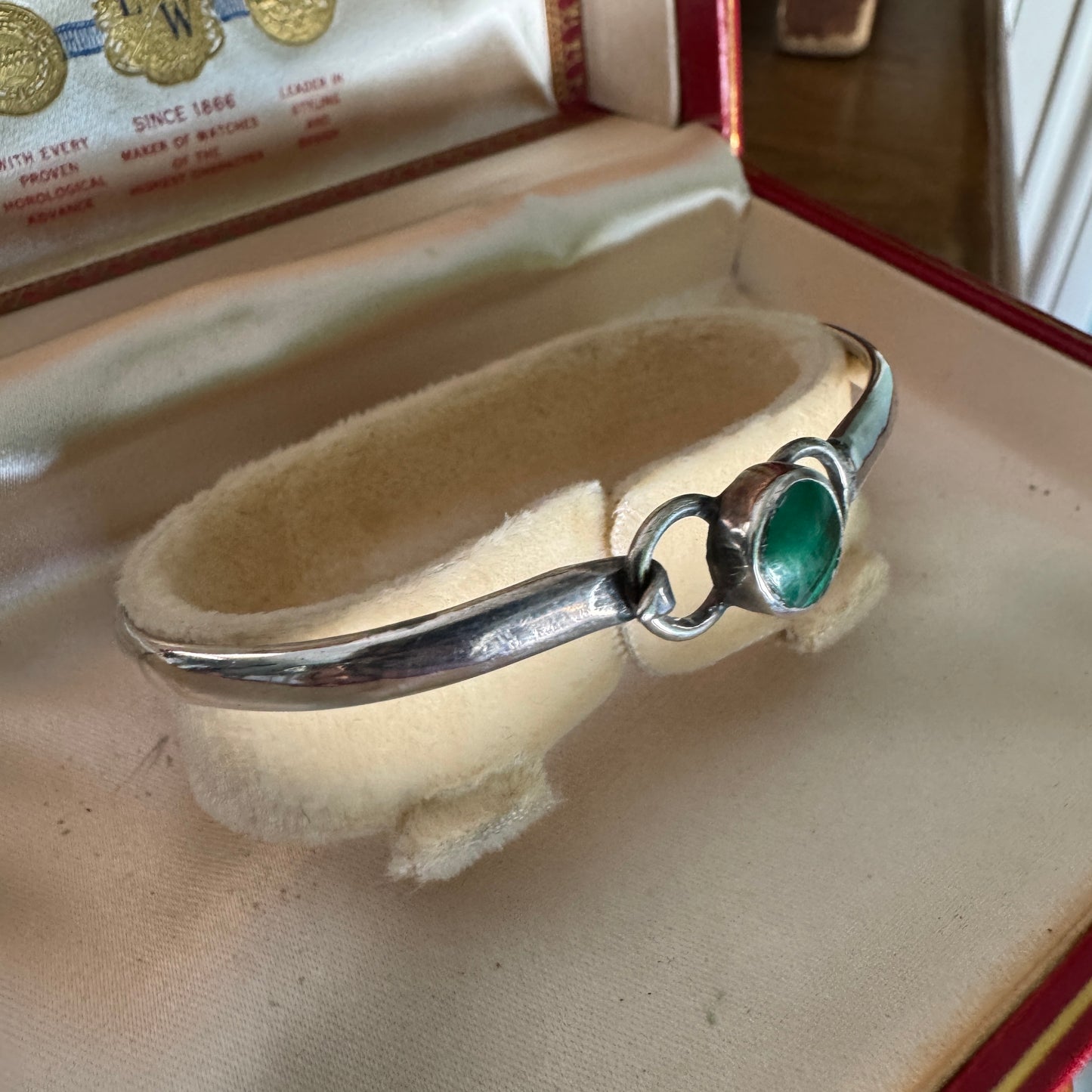 Vintage Taxco Mexican Sterling Silver Malachite Semi Precious Gemstone Bracelet