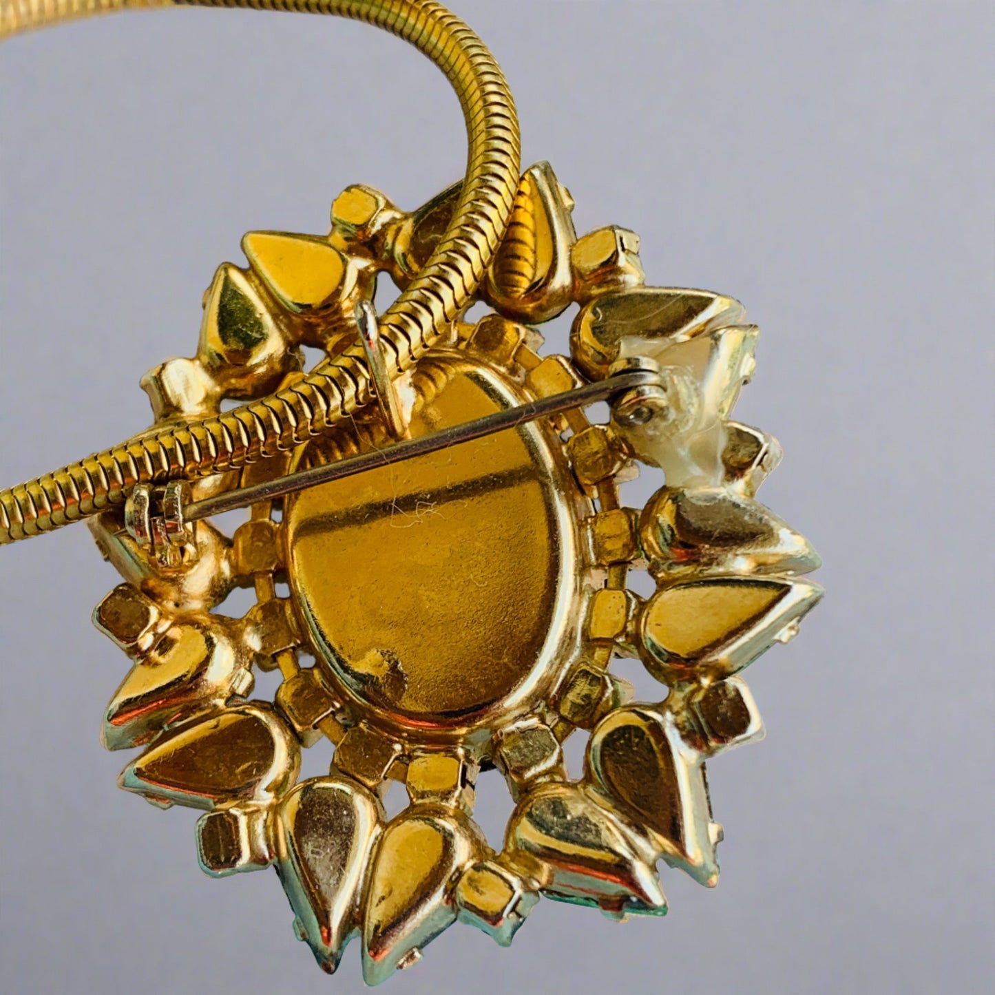 Vintage Green Rhinestone Necklace & Earring Set