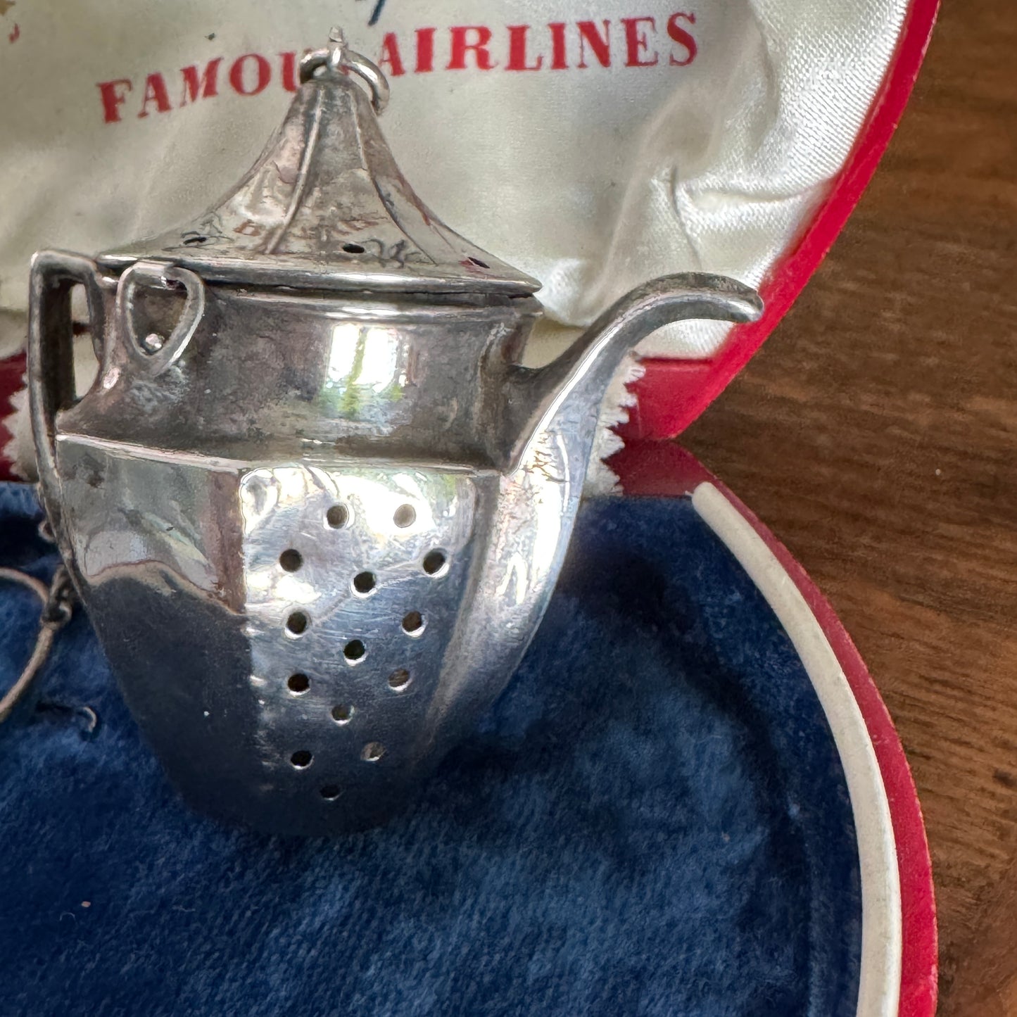 Antique Teapot Shaped Sterling Silver Strainer