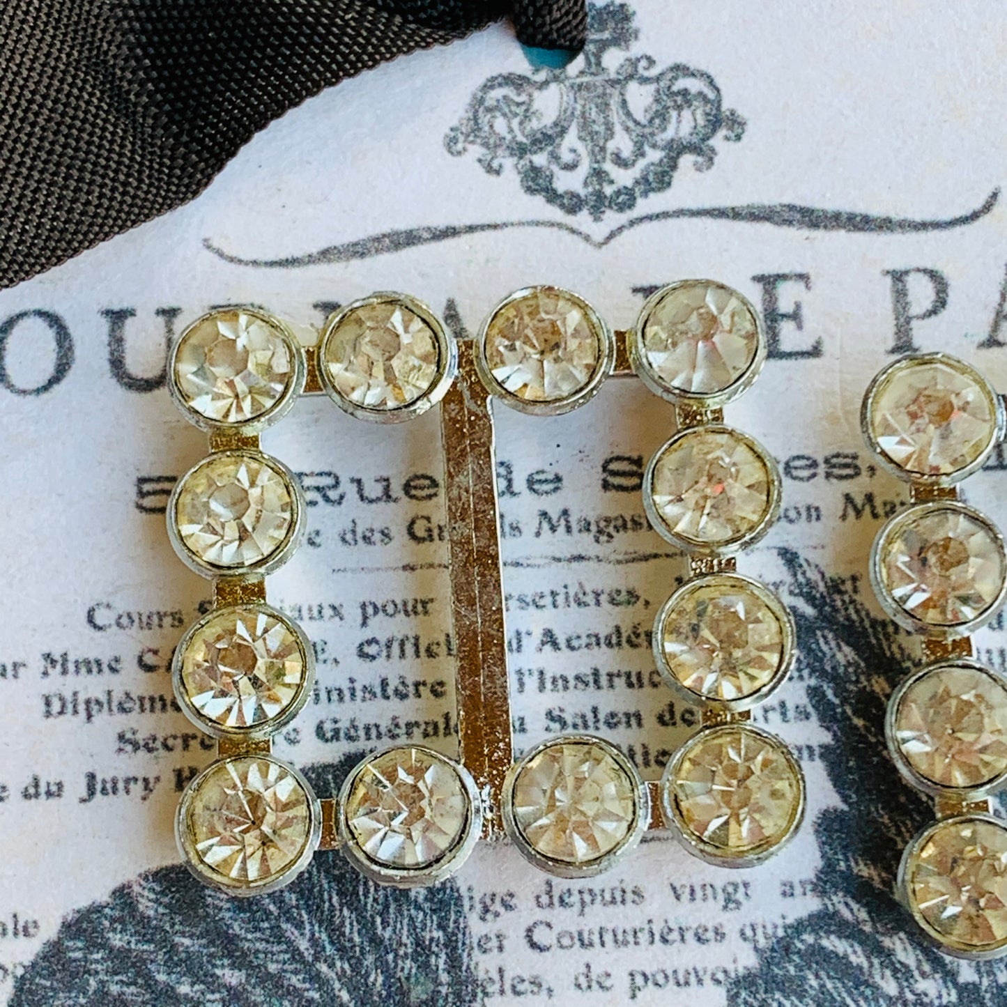 A Pair of Vintage Rhinestone Sash Belt Buckles