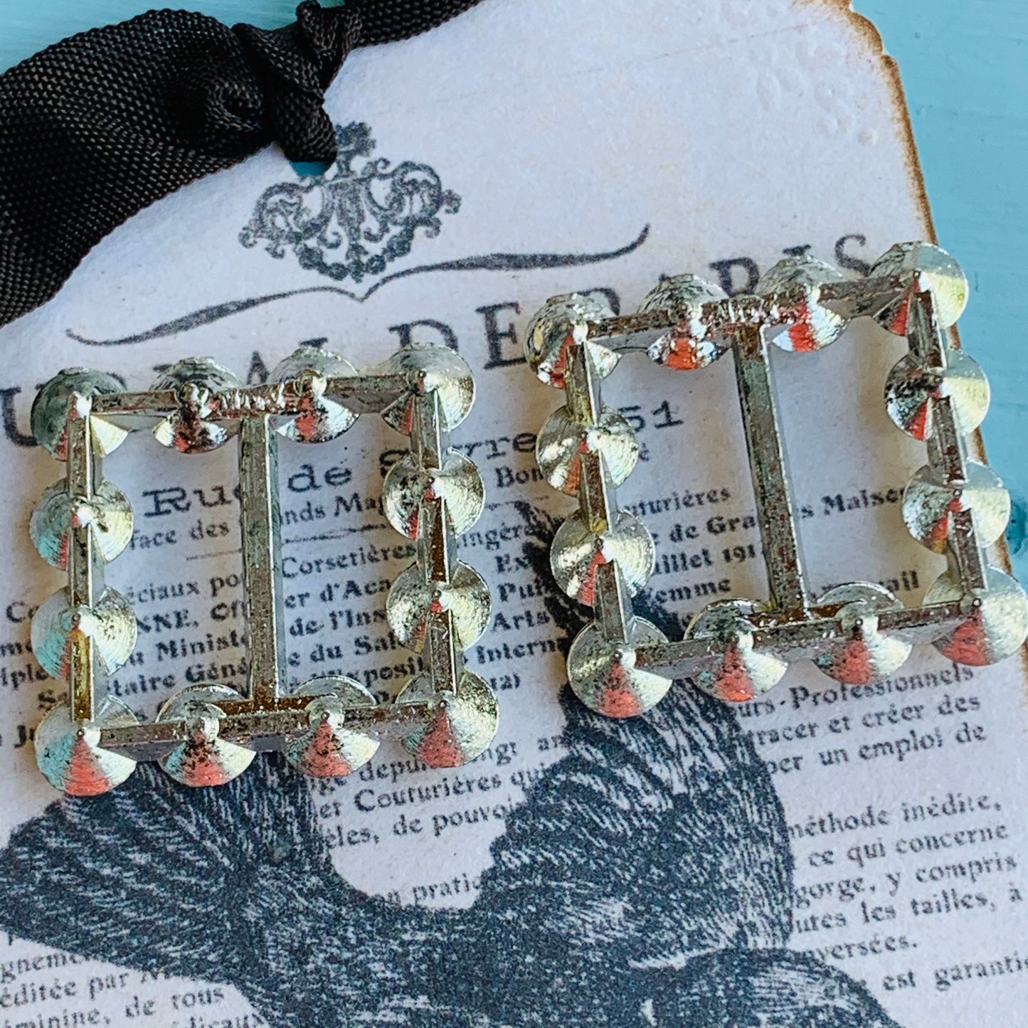 A Pair of Vintage Rhinestone Sash Belt Buckles
