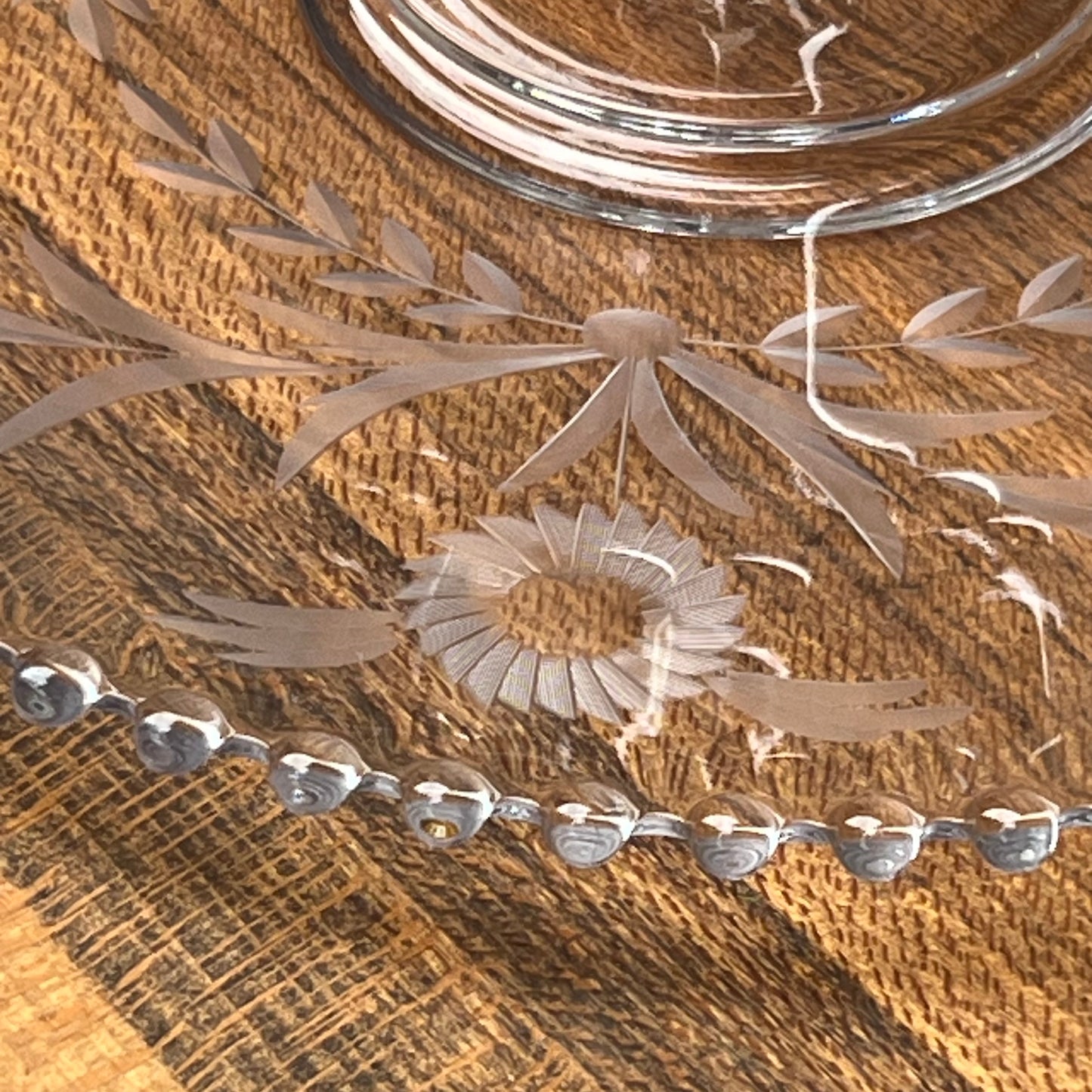 Vintage Candlewick Floral Etched Heart Shaped Relish Dessert Tray