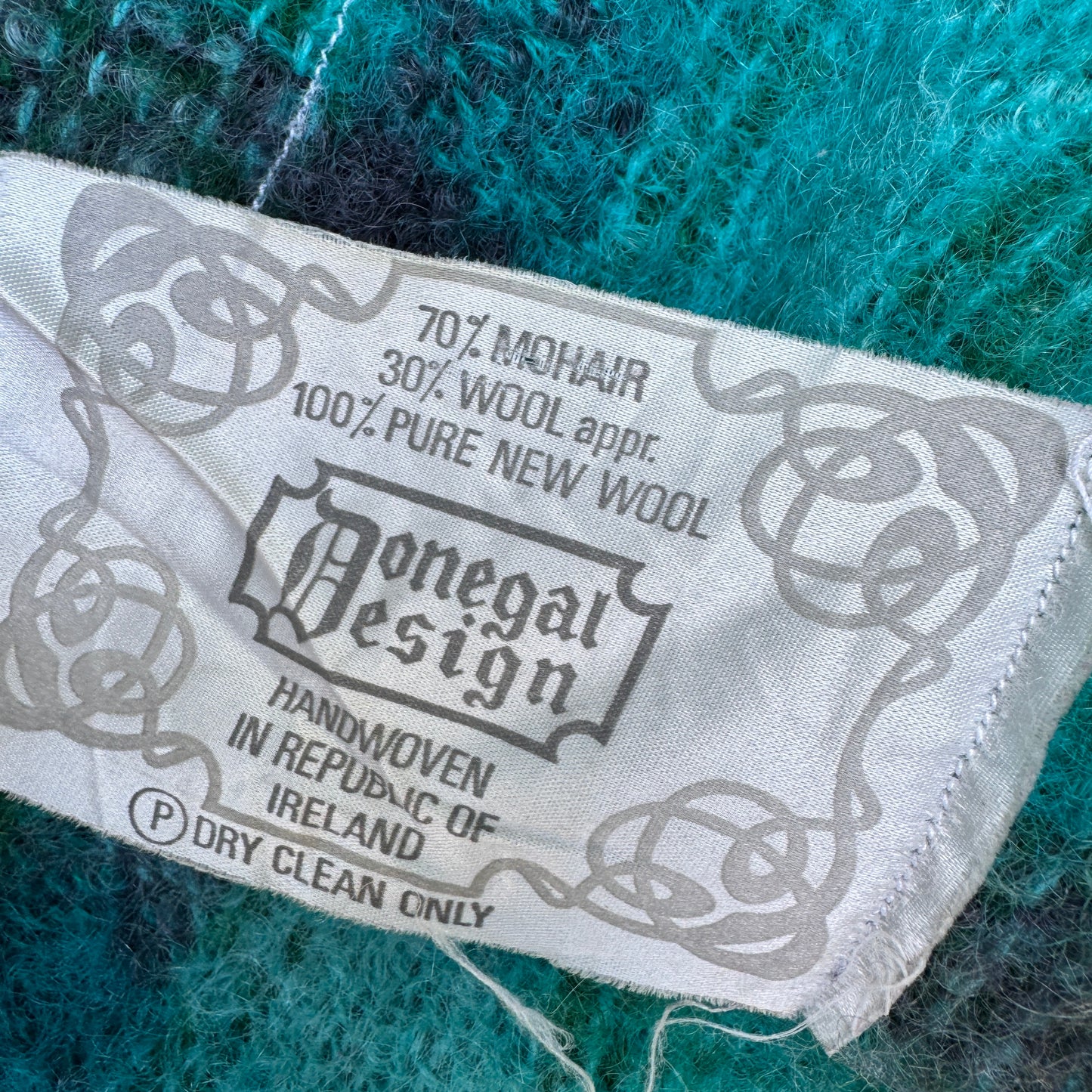 Irish Donegal Design Green,Purple & Blue Plaid Mohair Wool Blanket