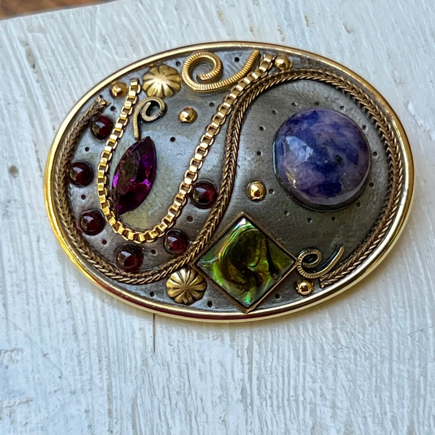 Michal Golan Semi Precious Rhinestone Hand Crafted Pin
