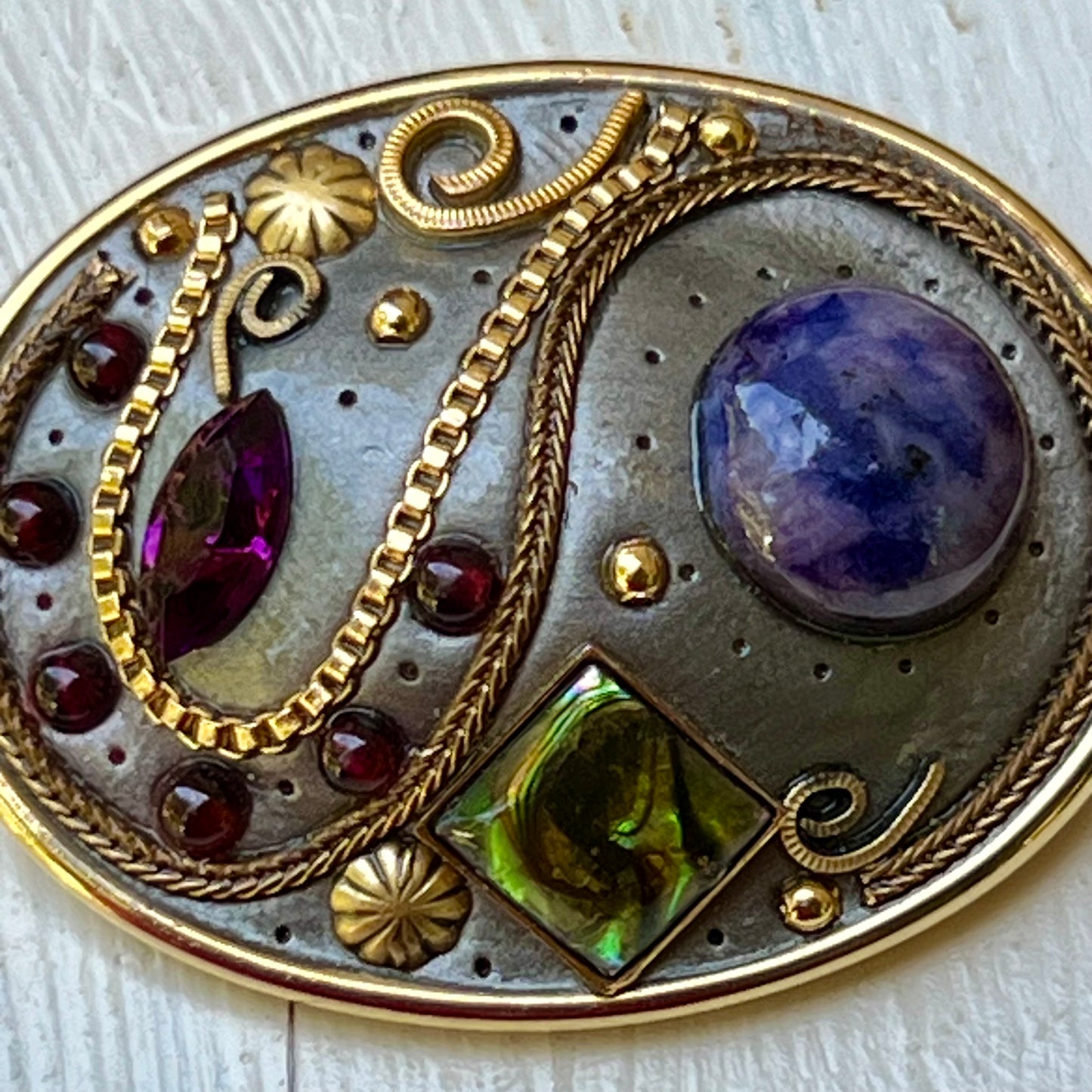 Michal Golan Semi Precious Rhinestone Hand Crafted Pin