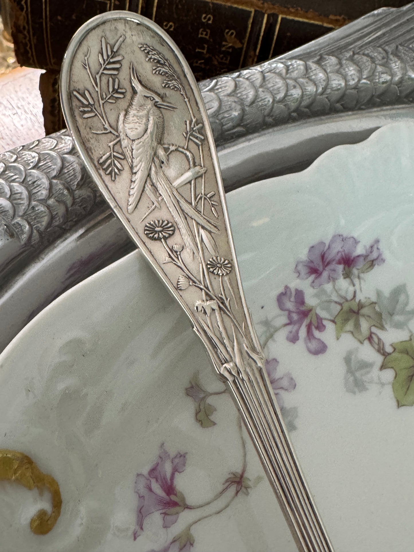 Antique Japanese By Tiffany & Co Sterling Silver Fish Fork Audubon