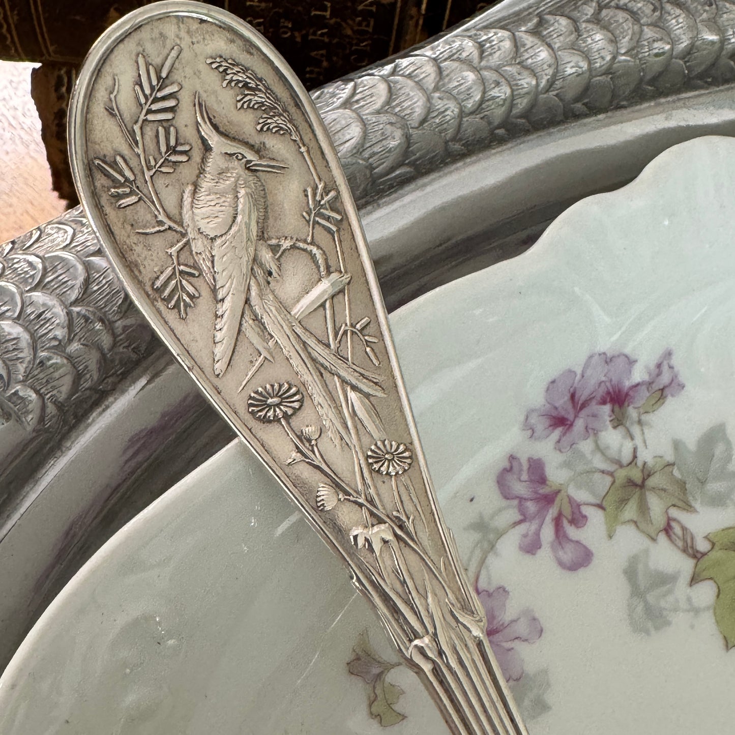 Antique Japanese By Tiffany & Co Sterling Silver Fish Fork Audubon
