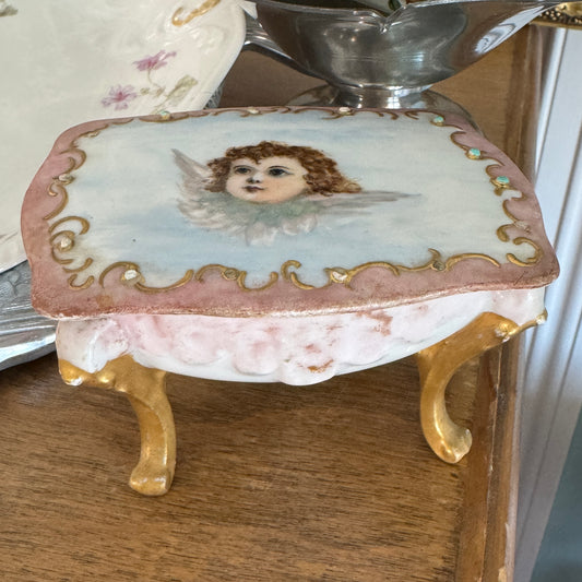 French Limoges Cherub Dressing Table Box