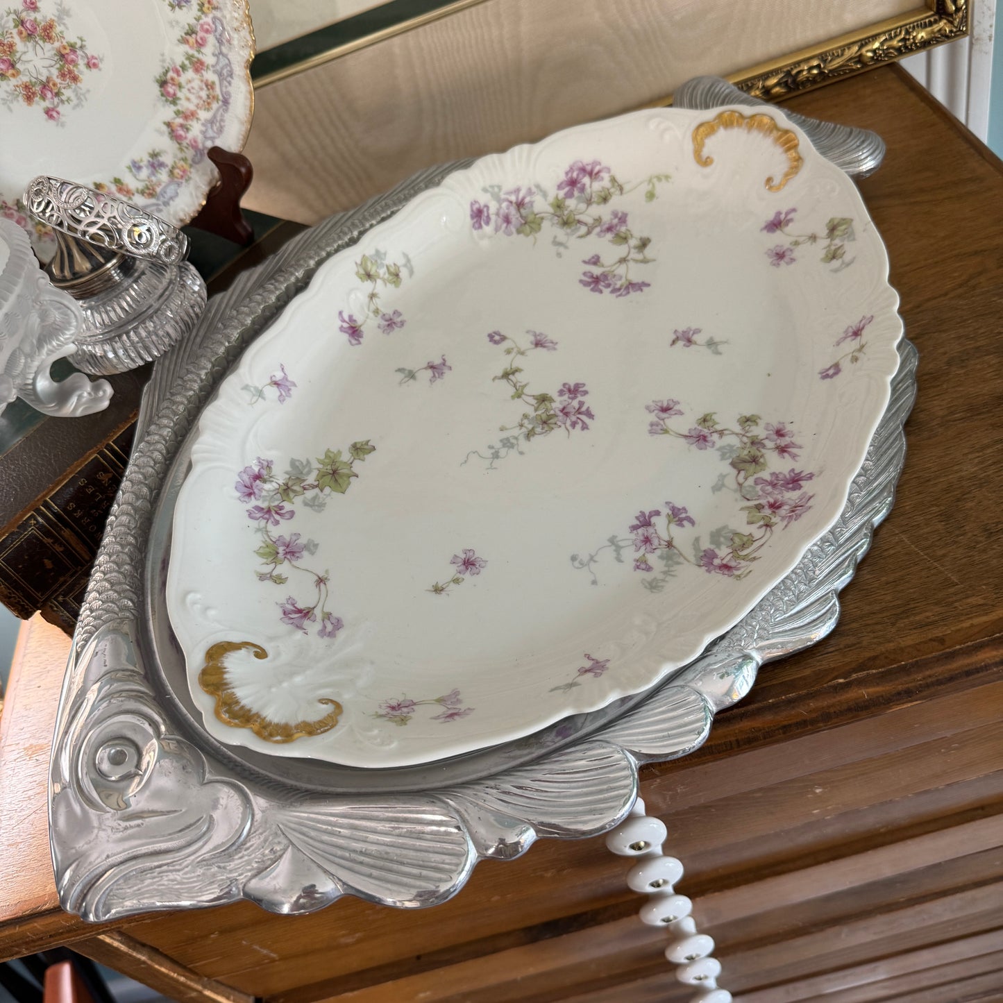 J P & L Limoges Serving Dish and Gorham Fish Plate