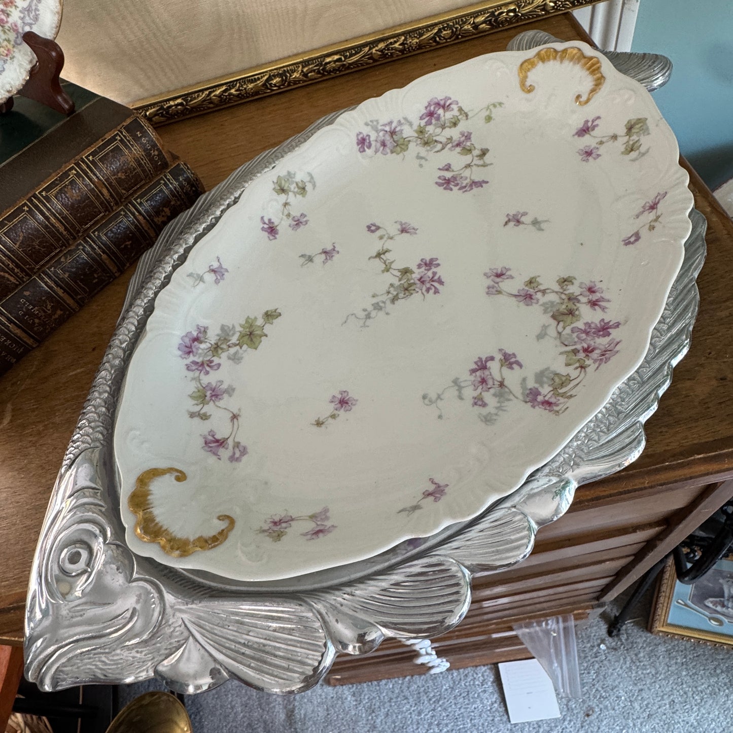 J P & L Limoges Serving Dish and Gorham Fish Plate