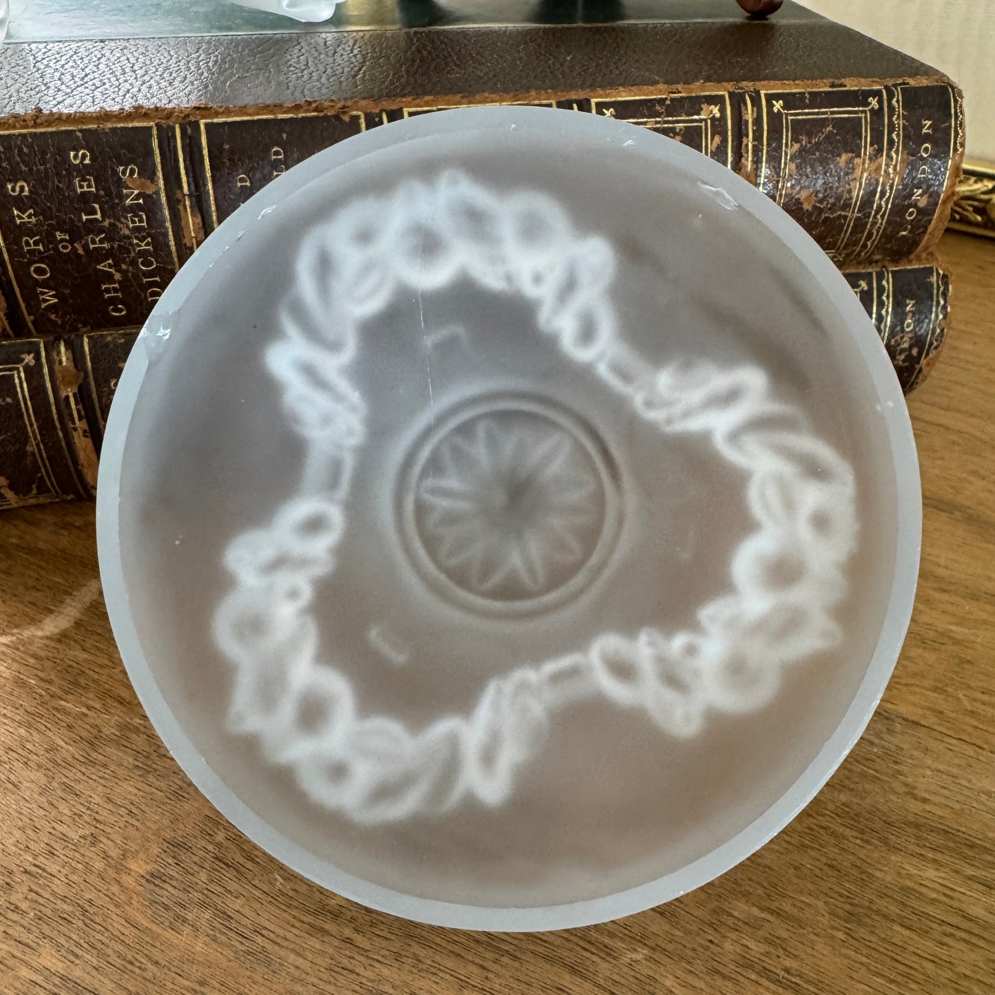 Westmoreland Arganaut Covered Satin Glass Dish Dolphin Footed Much Loved