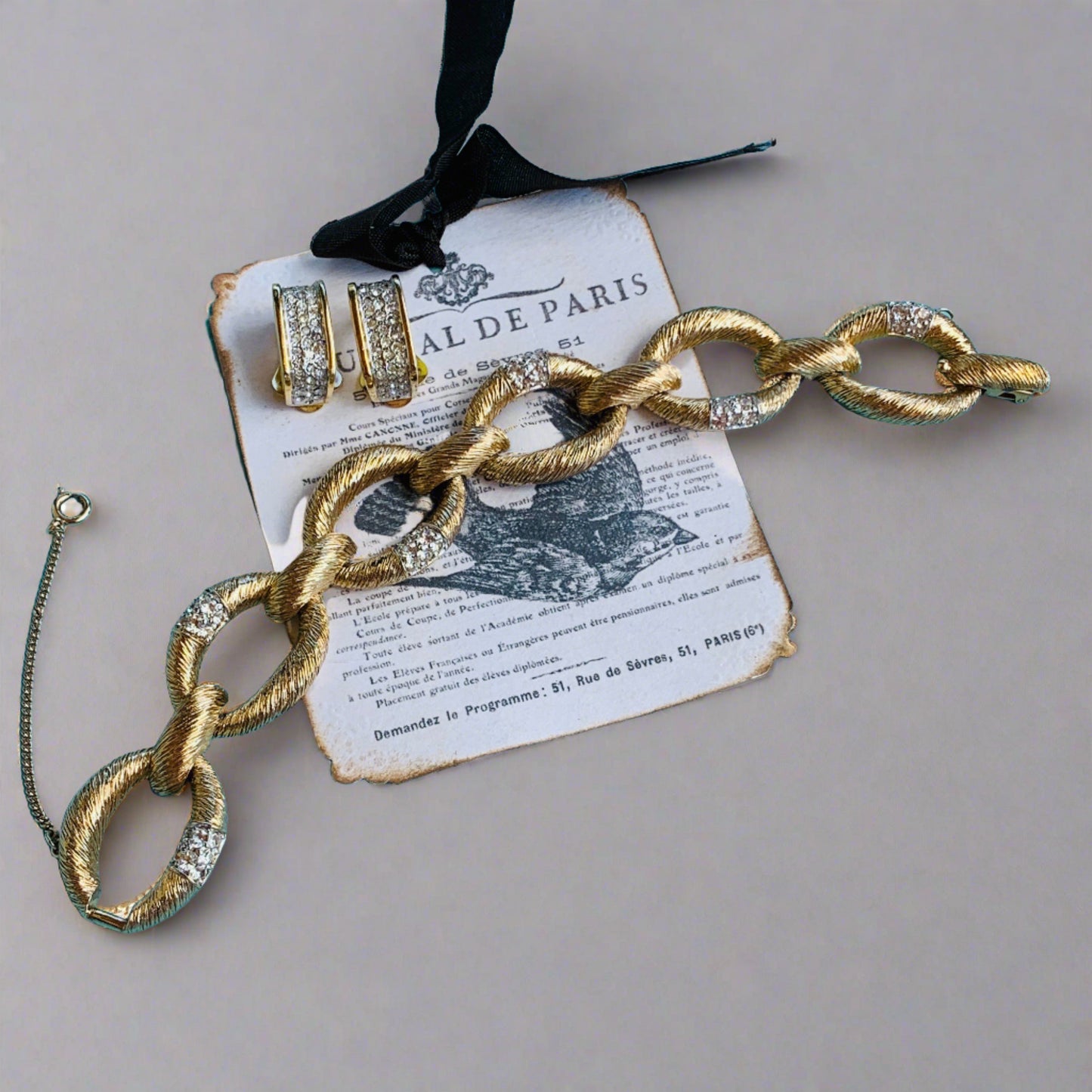 Panetta Vintage Rhinestone Bracelet & Earring Set