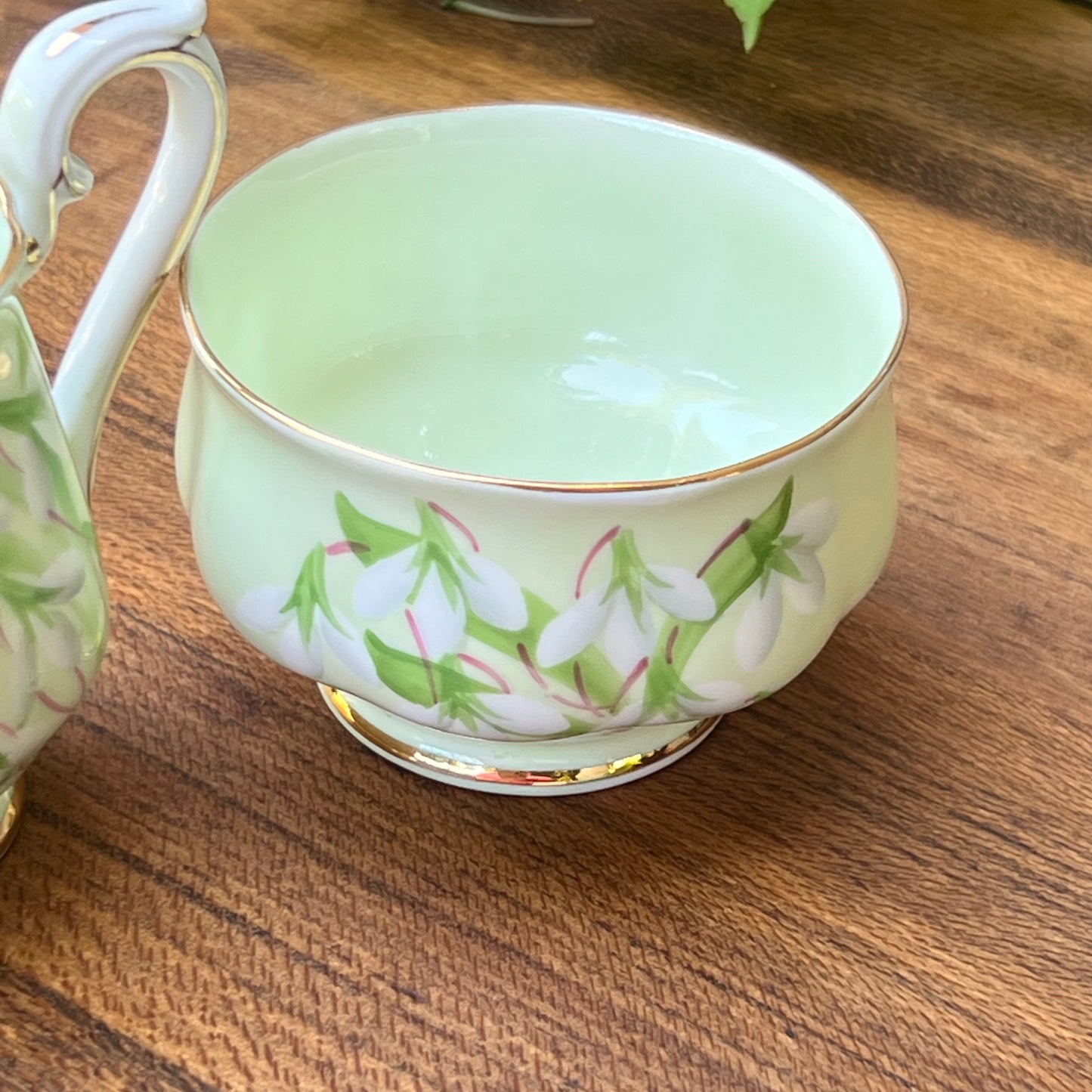 Vintage Royal Albert English Bone China Laurentian Snowdrop Creamer & Open Sugar Bowl