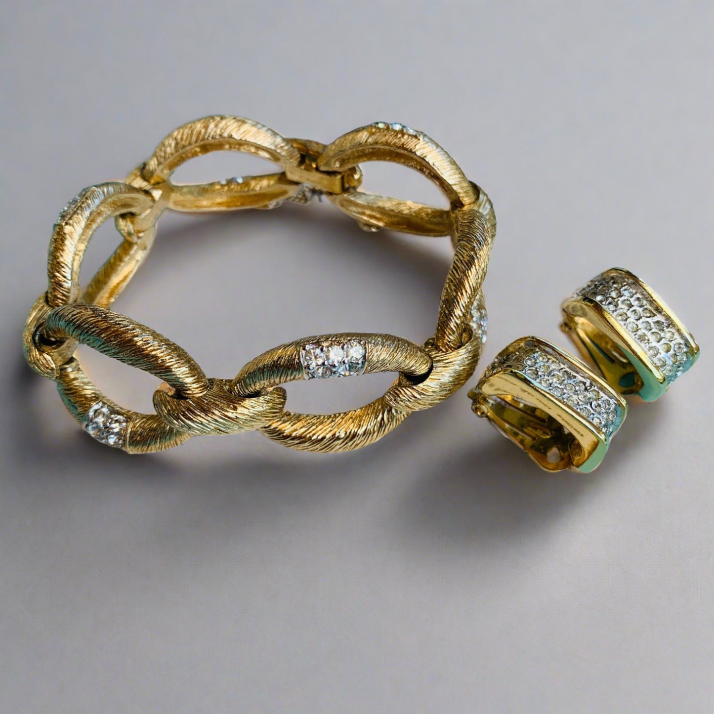 Panetta Vintage Rhinestone Bracelet & Earring Set