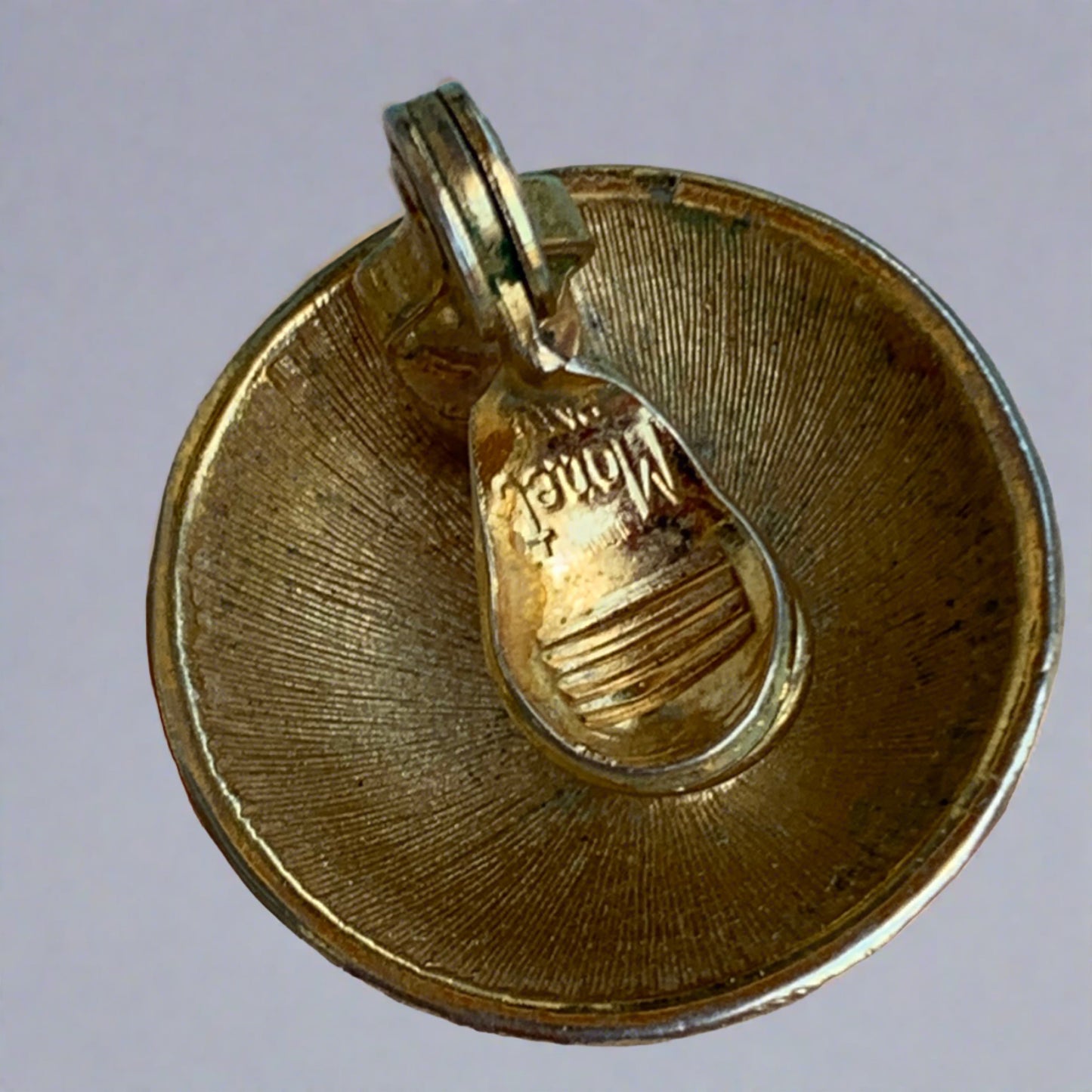 Vintage Monet Textured Round Gold Tone Metal Earrings