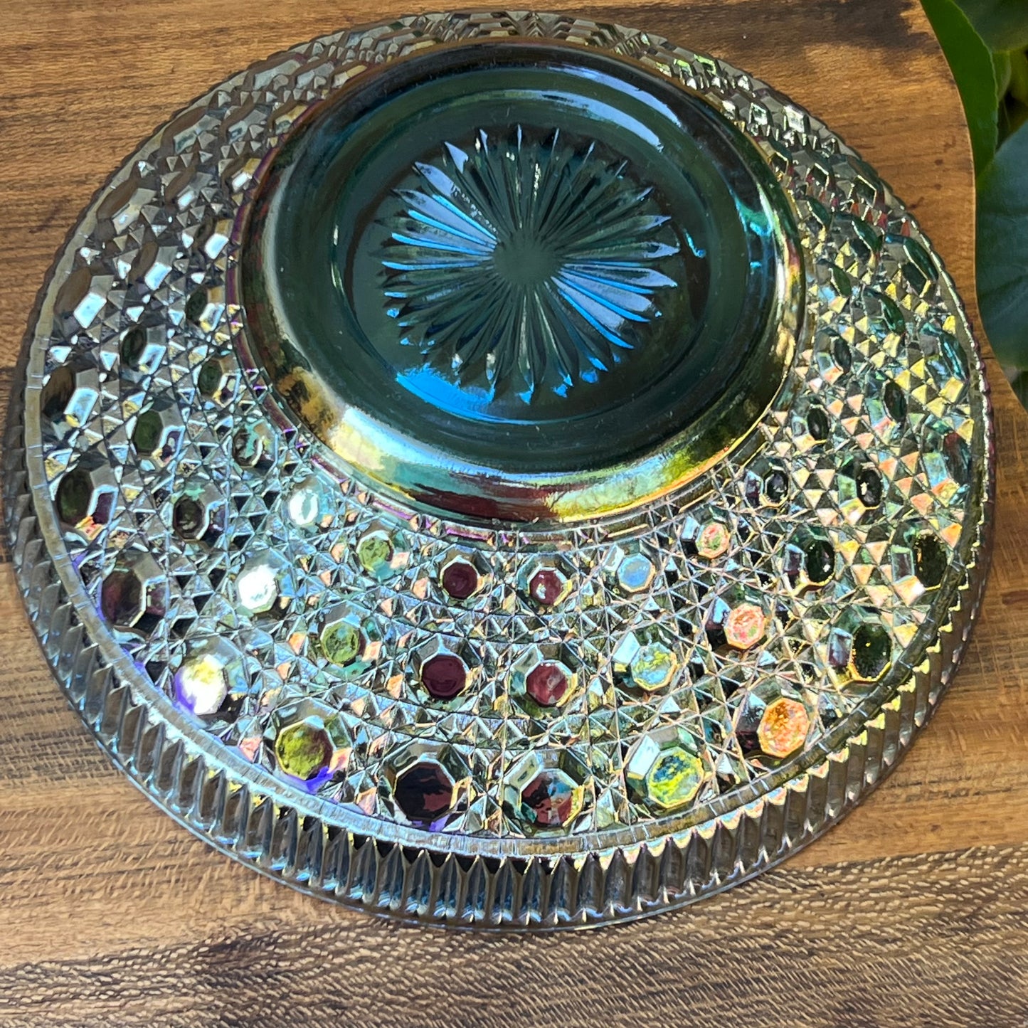 Vintage Indiana Glass Windsor Blue Carnival Glass Large Salad Bowl