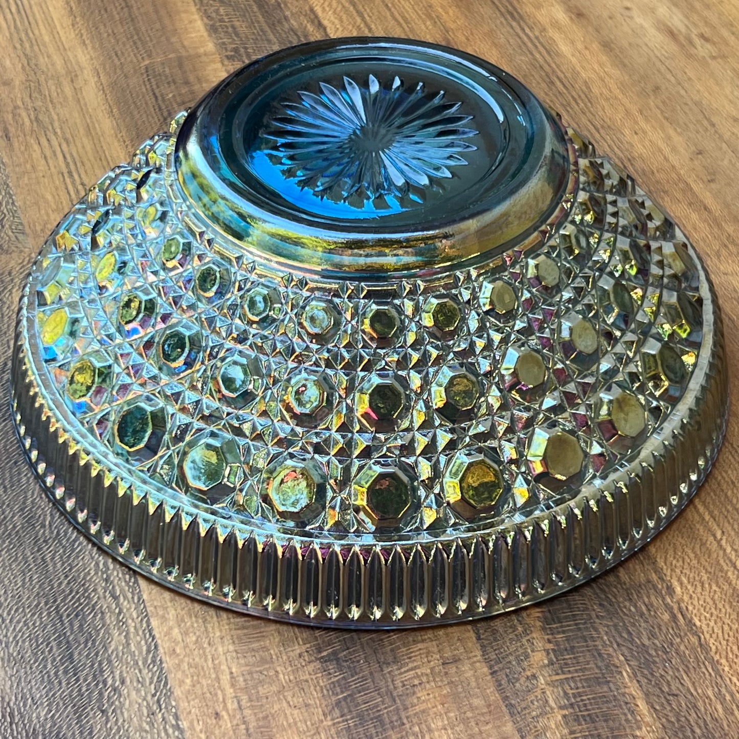Vintage Indiana Glass Windsor Blue Carnival Glass Large Salad Bowl
