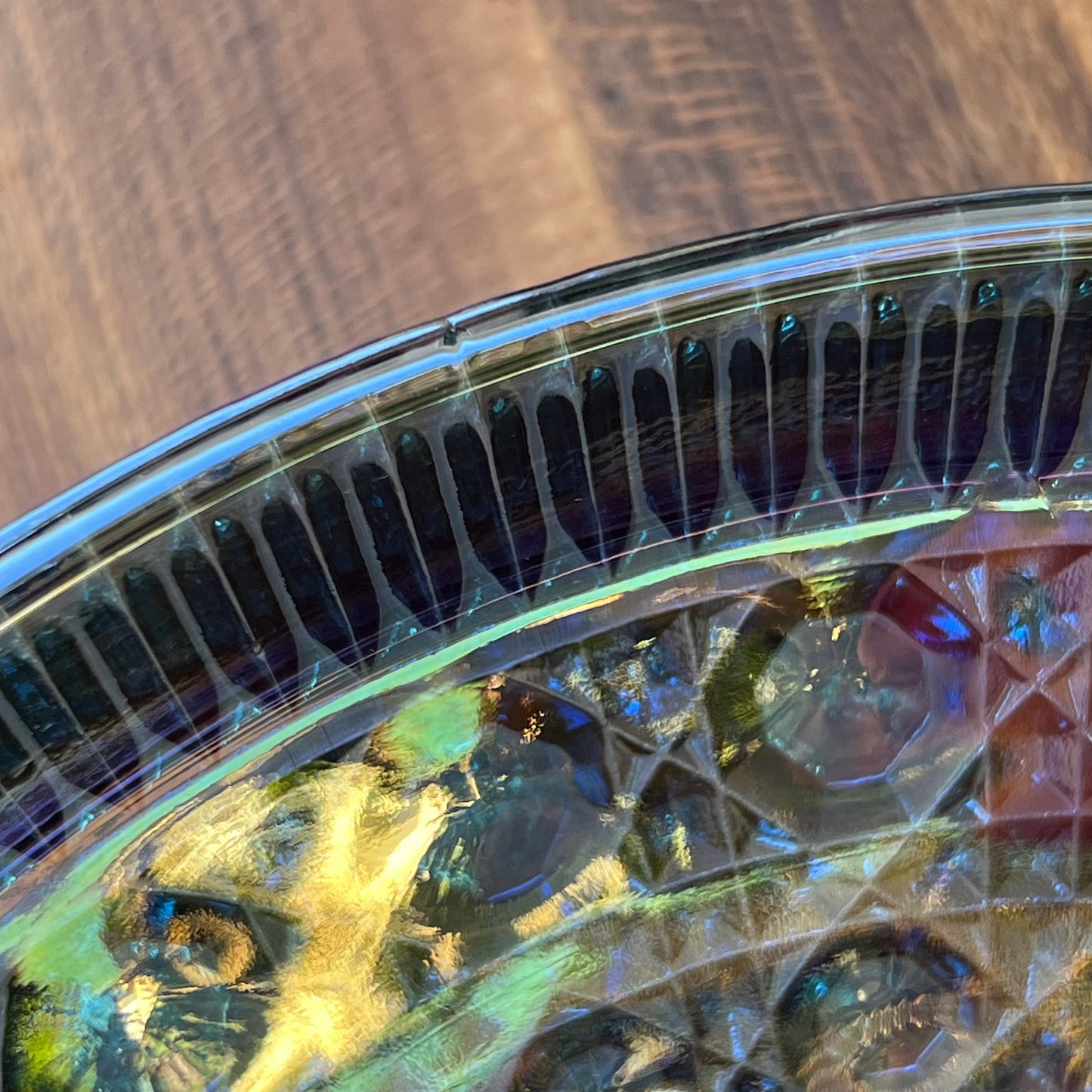 Vintage Indiana Glass Windsor Blue Carnival Glass Large Salad Bowl