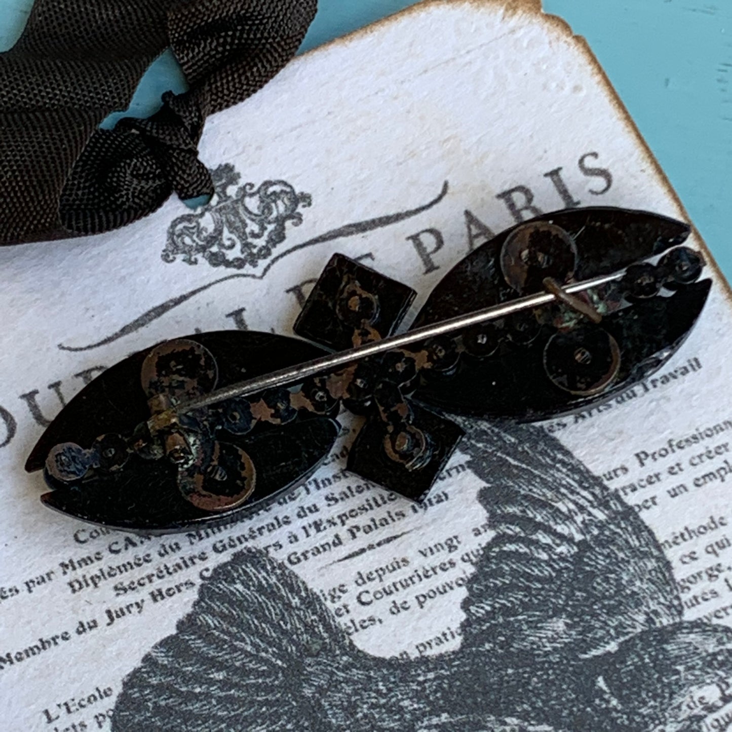 Antique Victorian French Jet Brooch