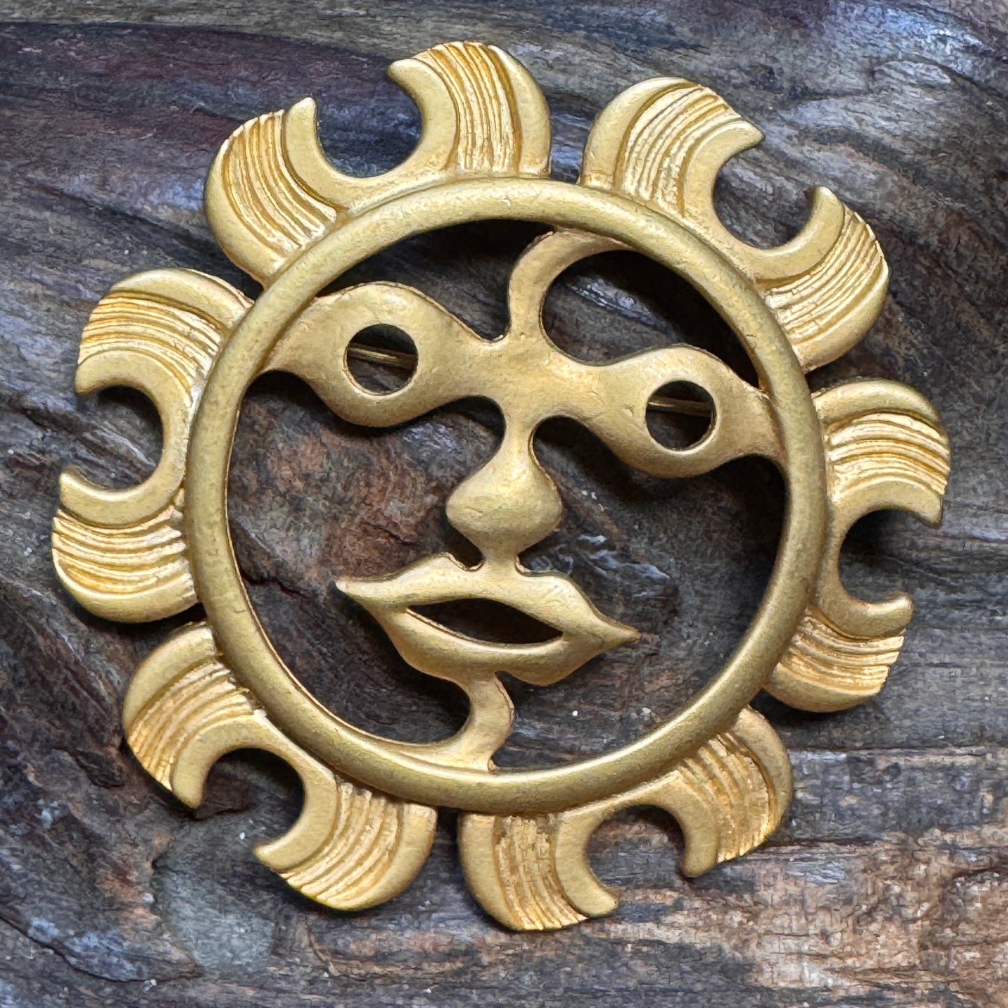 Vintage Maxine Denker Sun Face Brooch