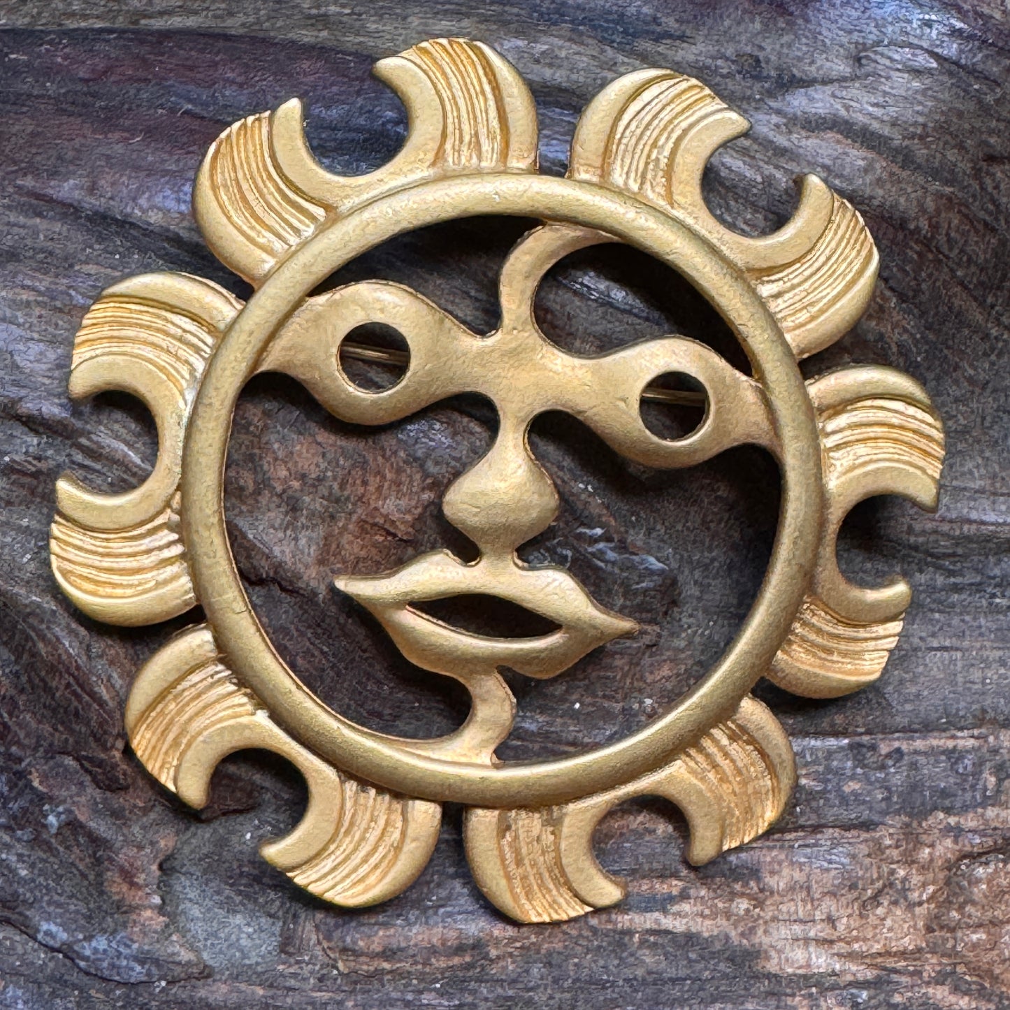 Vintage Maxine Denker Sun Face Brooch