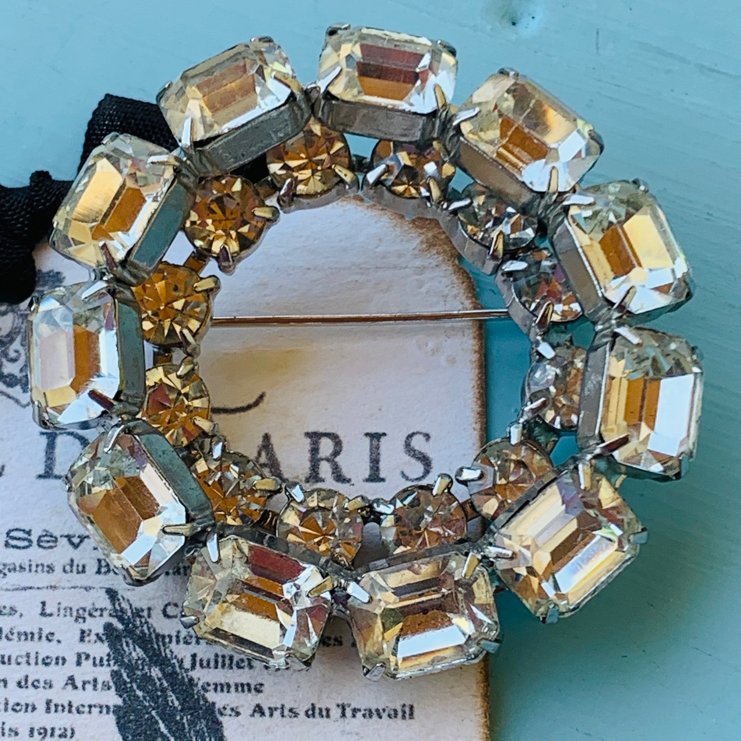 Vintage Clear Layered Rhinestone Pin