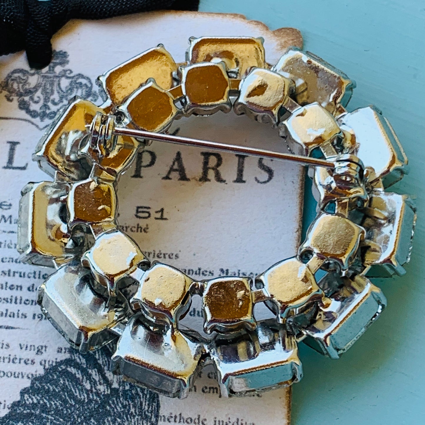 Vintage Clear Layered Rhinestone Pin