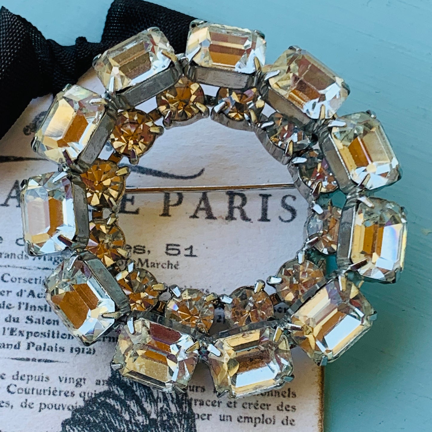 Vintage Clear Layered Rhinestone Pin