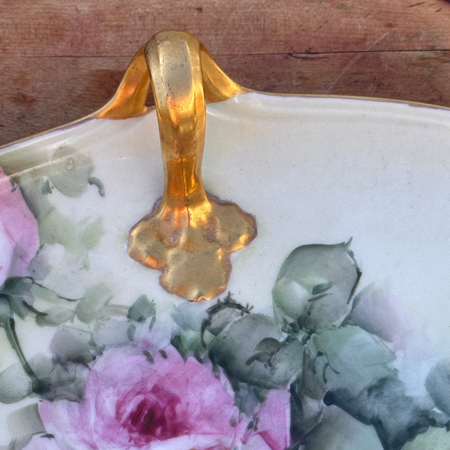 Antique W G & Co French Limoges Cabbage Rose Serving Dish