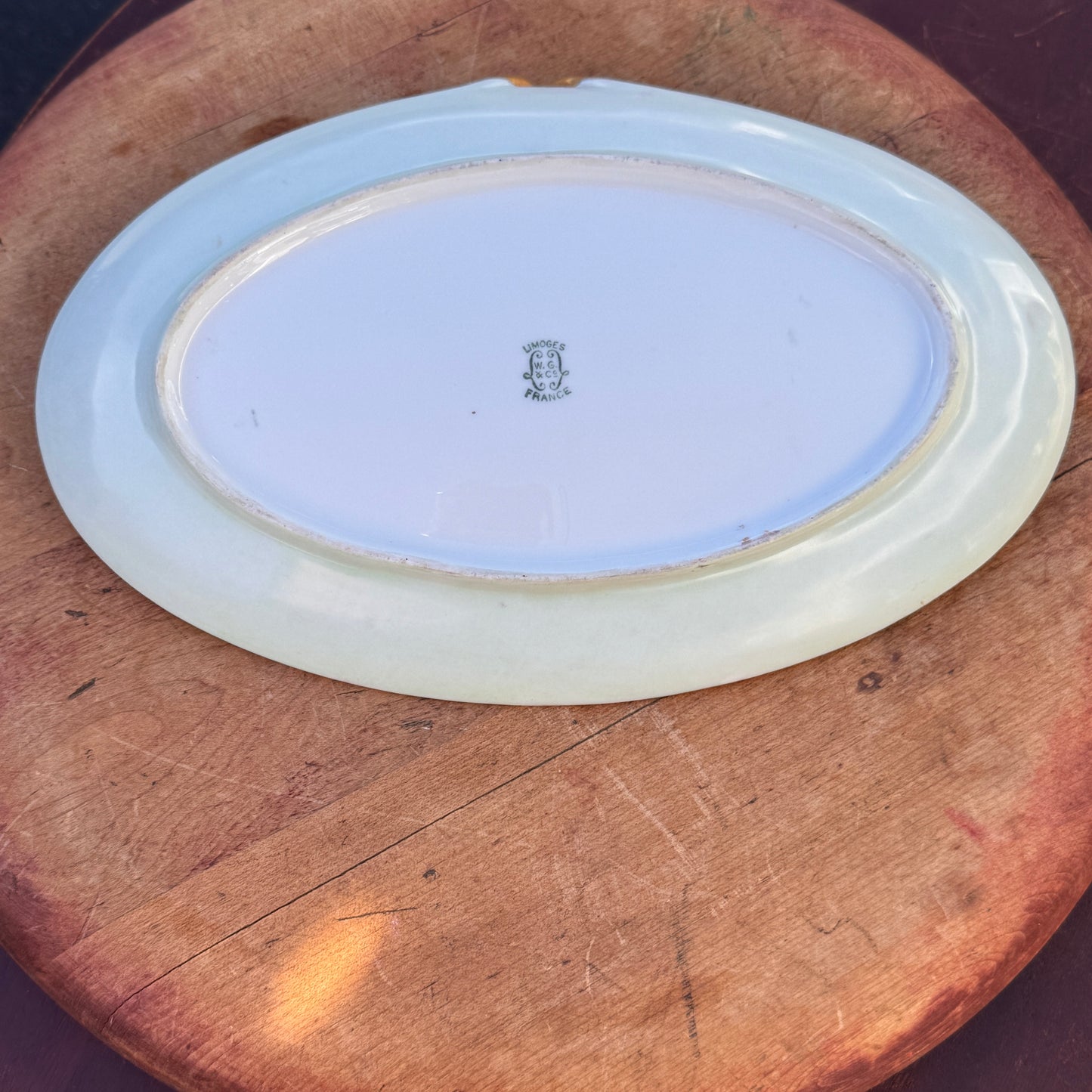 Antique W G & Co French Limoges Cabbage Rose Serving Dish