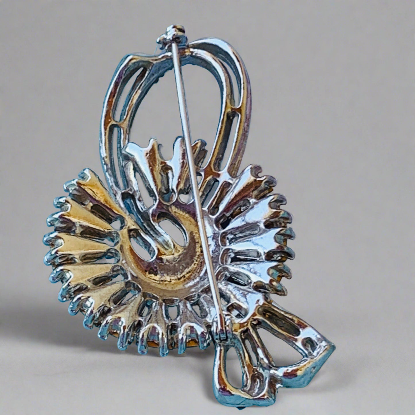Vintage Soft Blue and Clear Keystone Rhinestone Pin