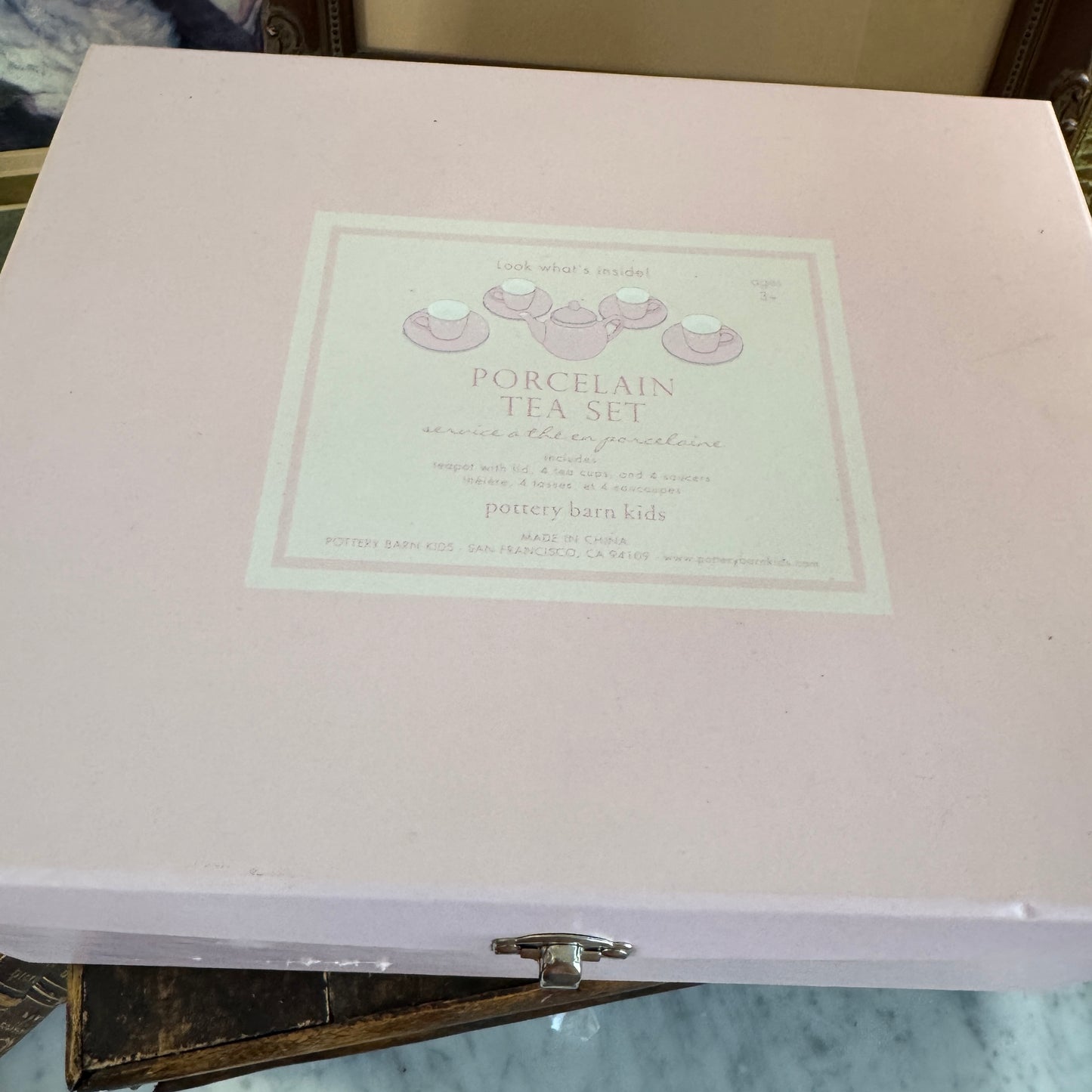 Pottery Barn Kids Pink Polka Dot Porcelain Tea Set in Orig Box