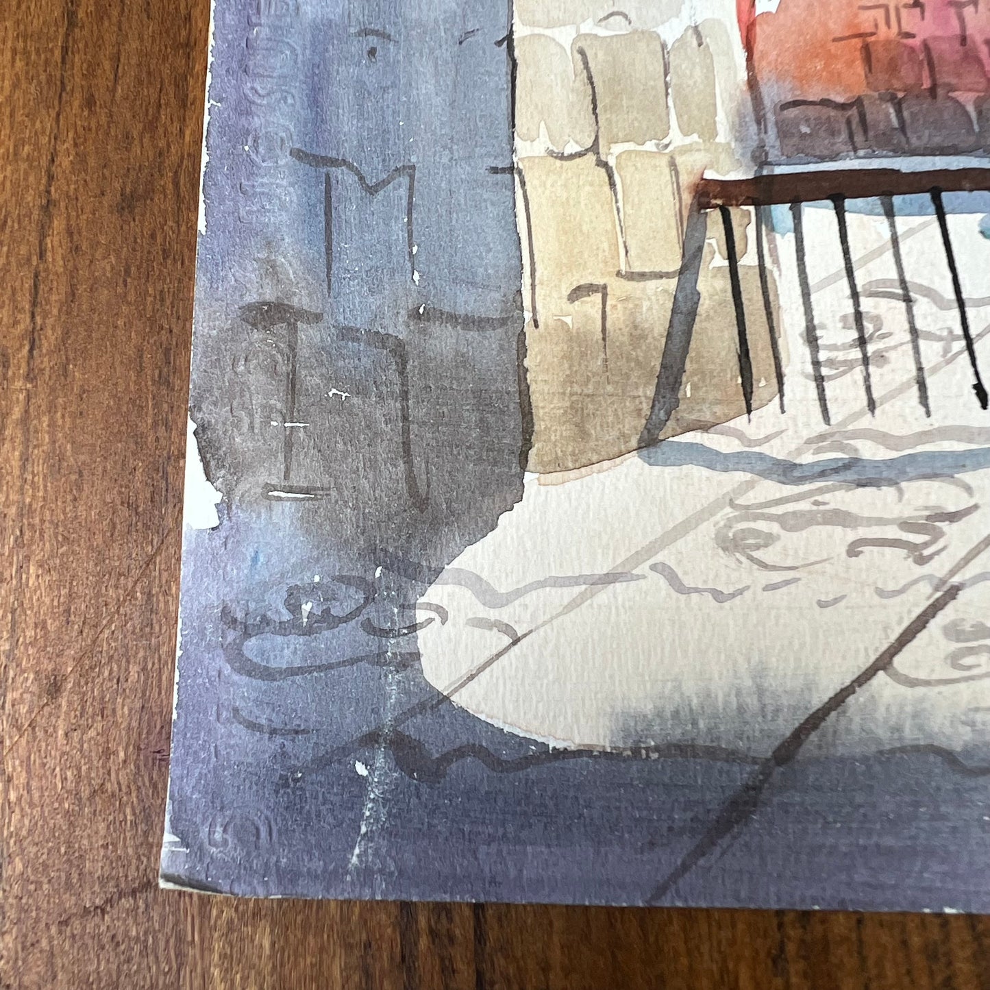 Vintage Bernardino Delgado Watercolor Landscape 1986 10" x 13"