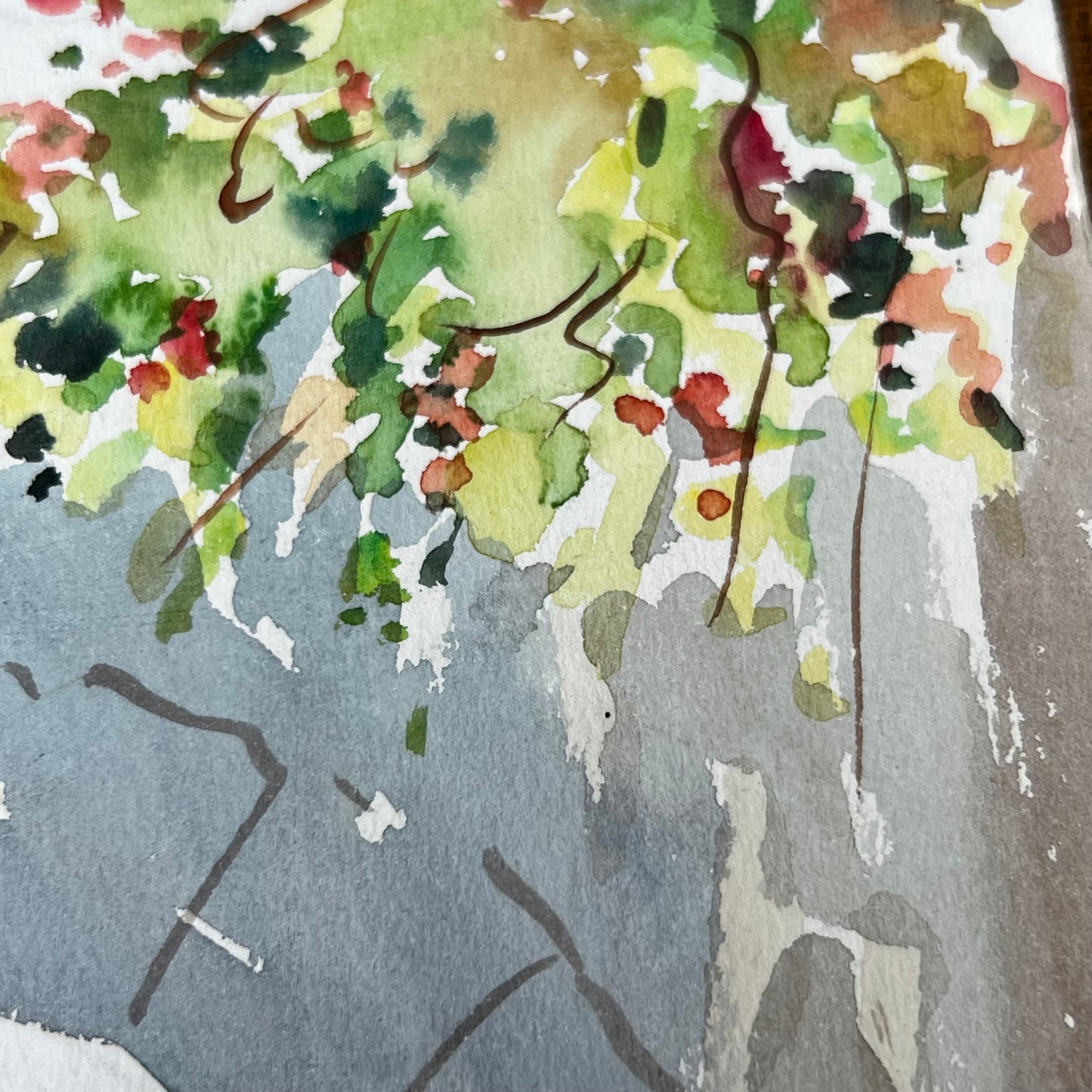 Vintage Bernardino Delgado Watercolor Landscape 1986 10" x 13"