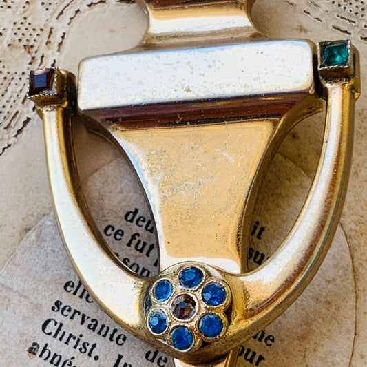 Vintage Coro Rhinestone Door Knocker Pin
