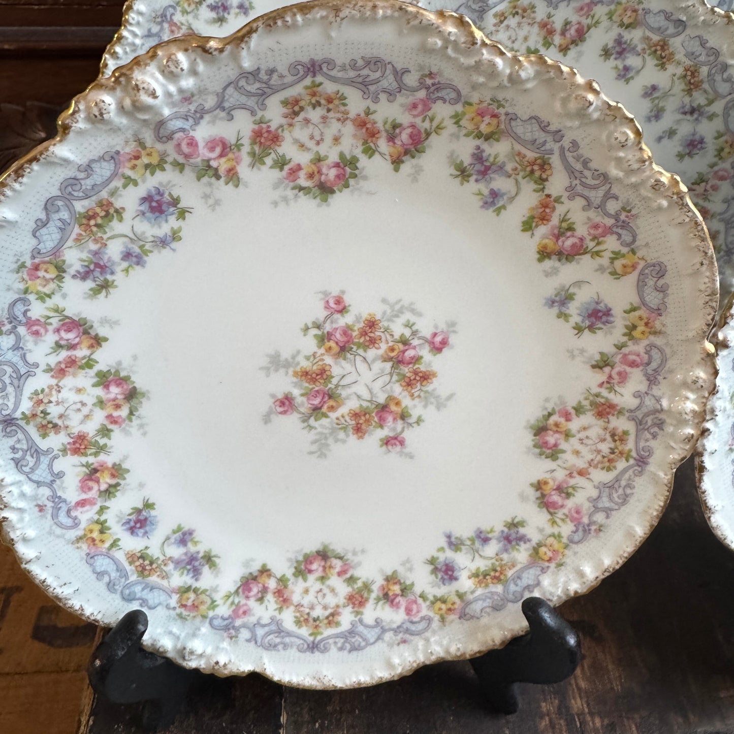 9 Antique J P & L Limoges French Hand Painted Luncheon Salad Plates