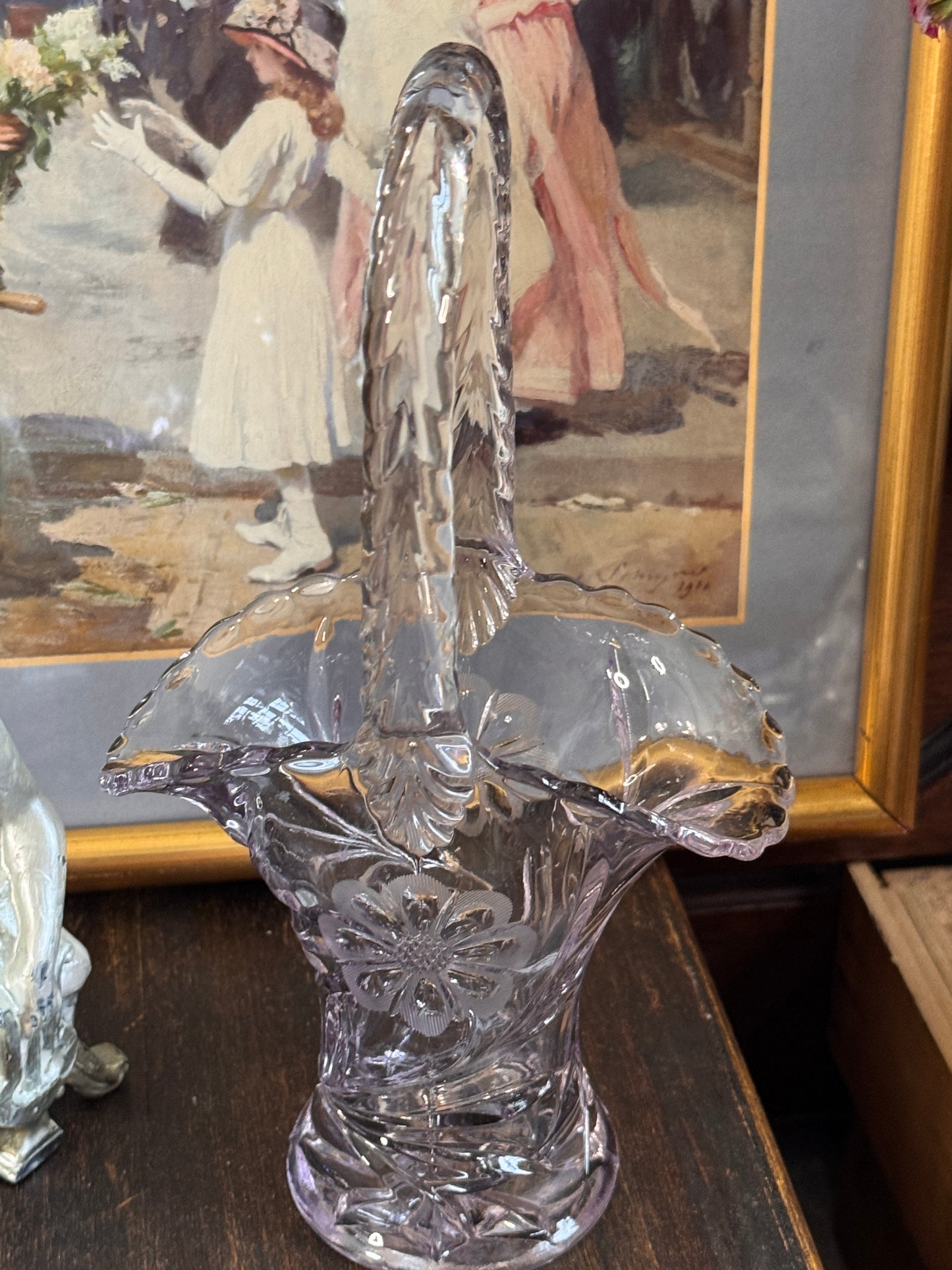 Duncan & Miller Sun-Purpled Glass Basket — Antique Manganese Violet