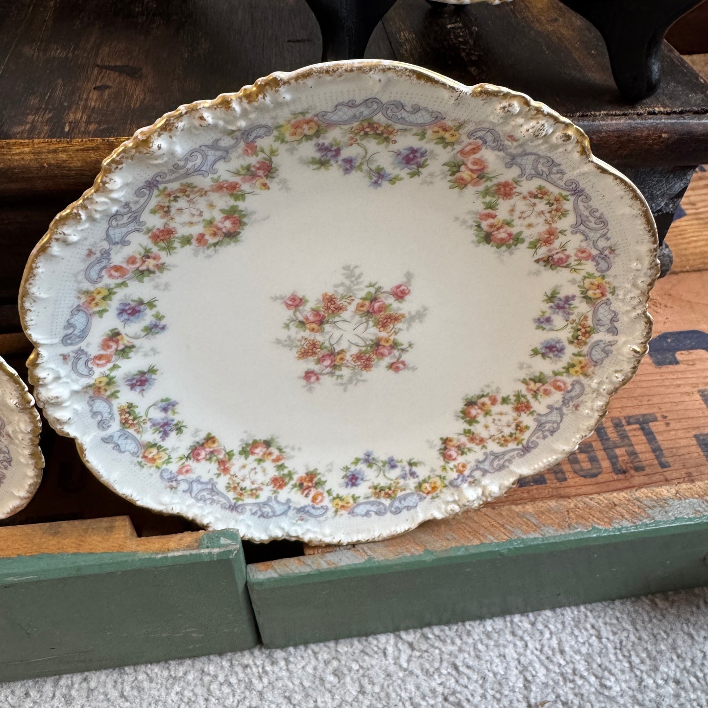 9 Antique J P & L Limoges French Hand Painted Luncheon Salad Plates