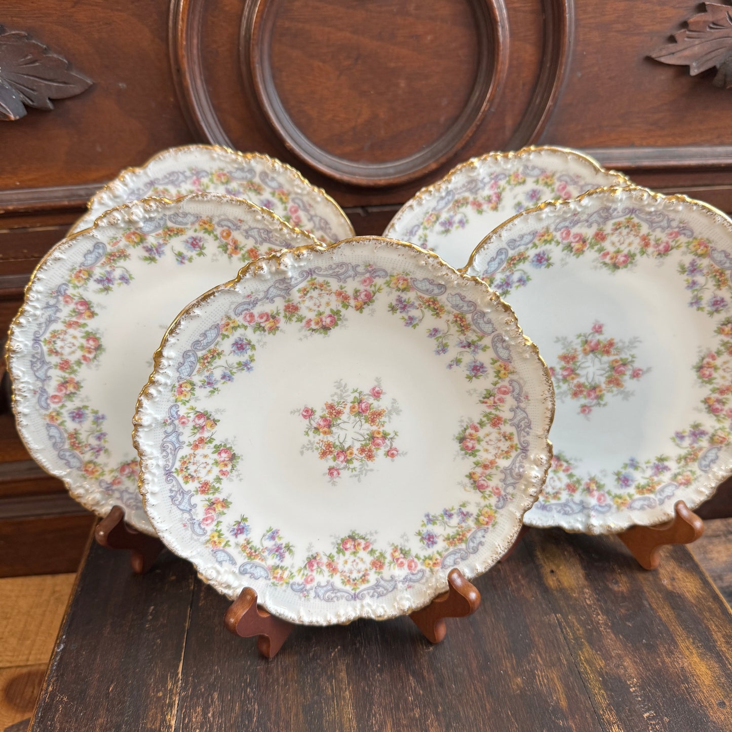 9 Antique J P & L Limoges French Hand Painted Luncheon Salad Plates