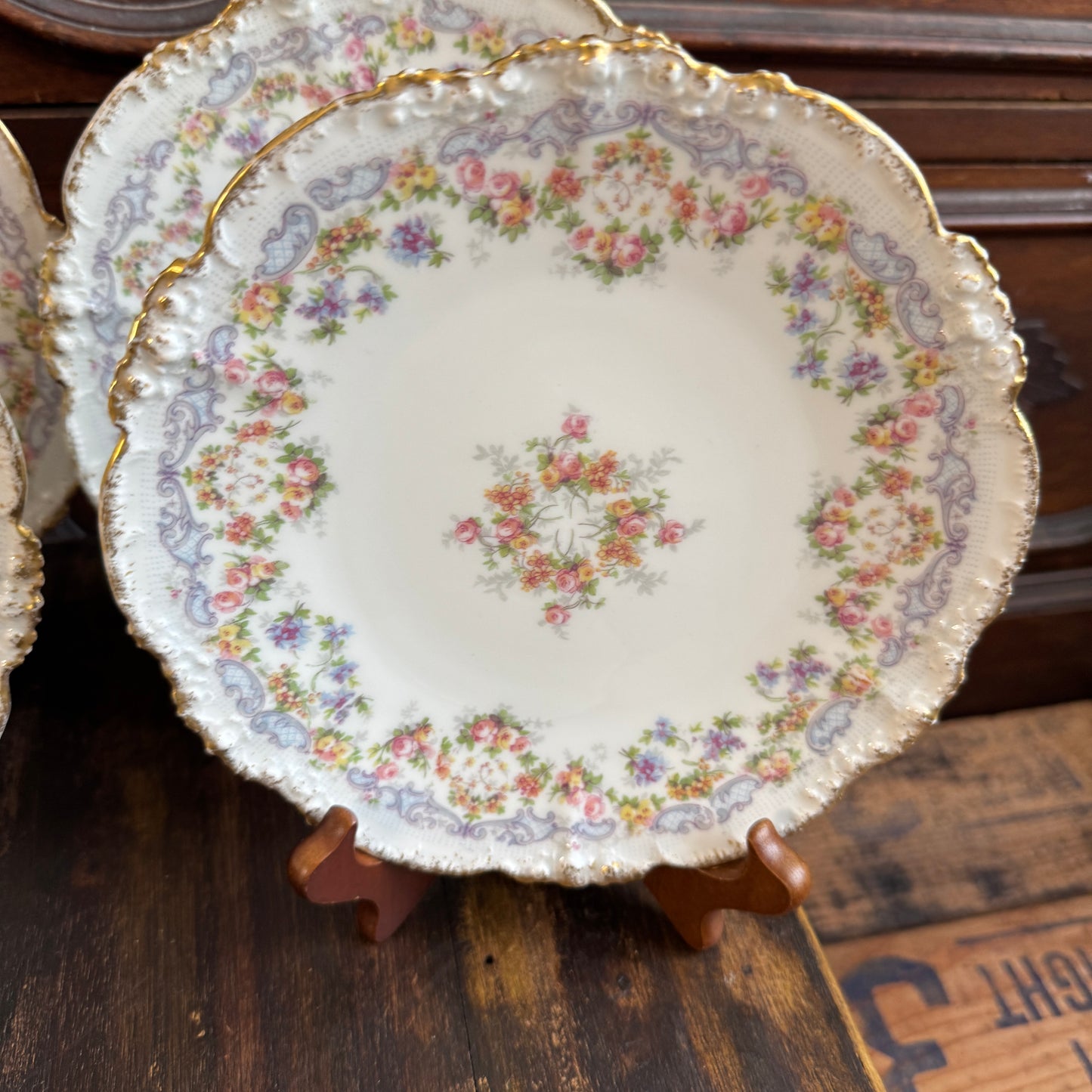 9 Antique J P & L Limoges French Hand Painted Luncheon Salad Plates